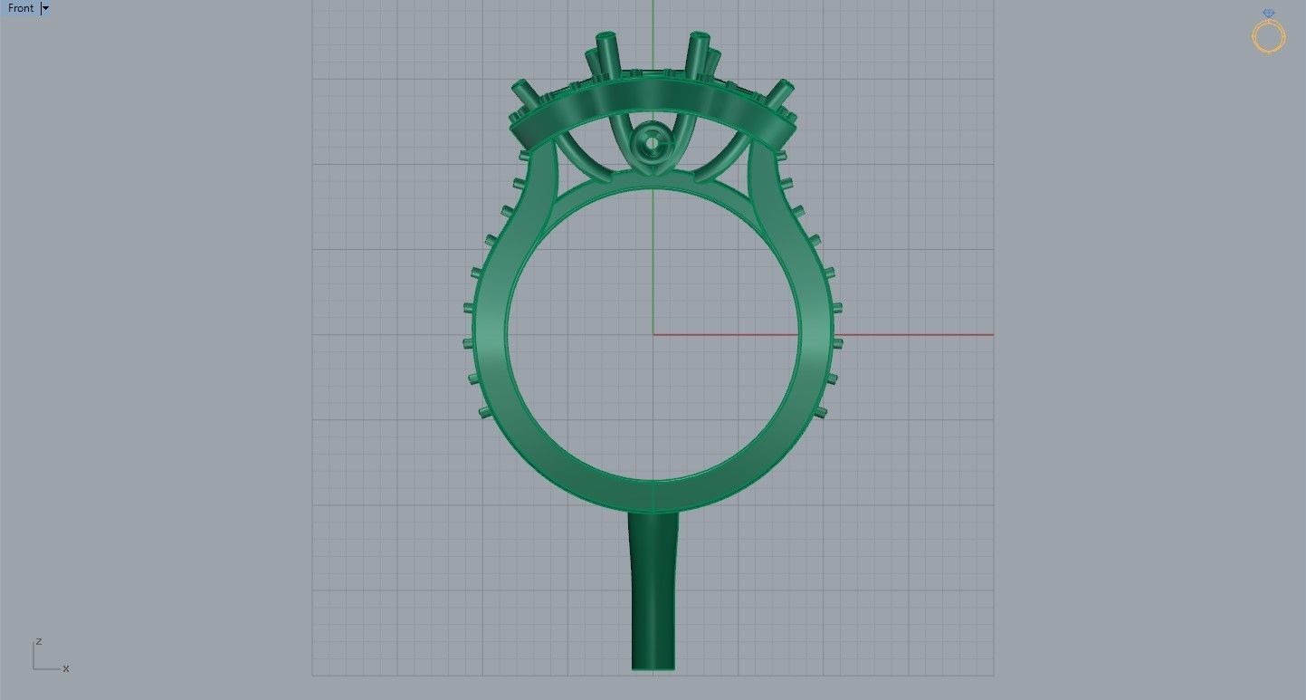 Three stone halo engagement ring 3D print model_55