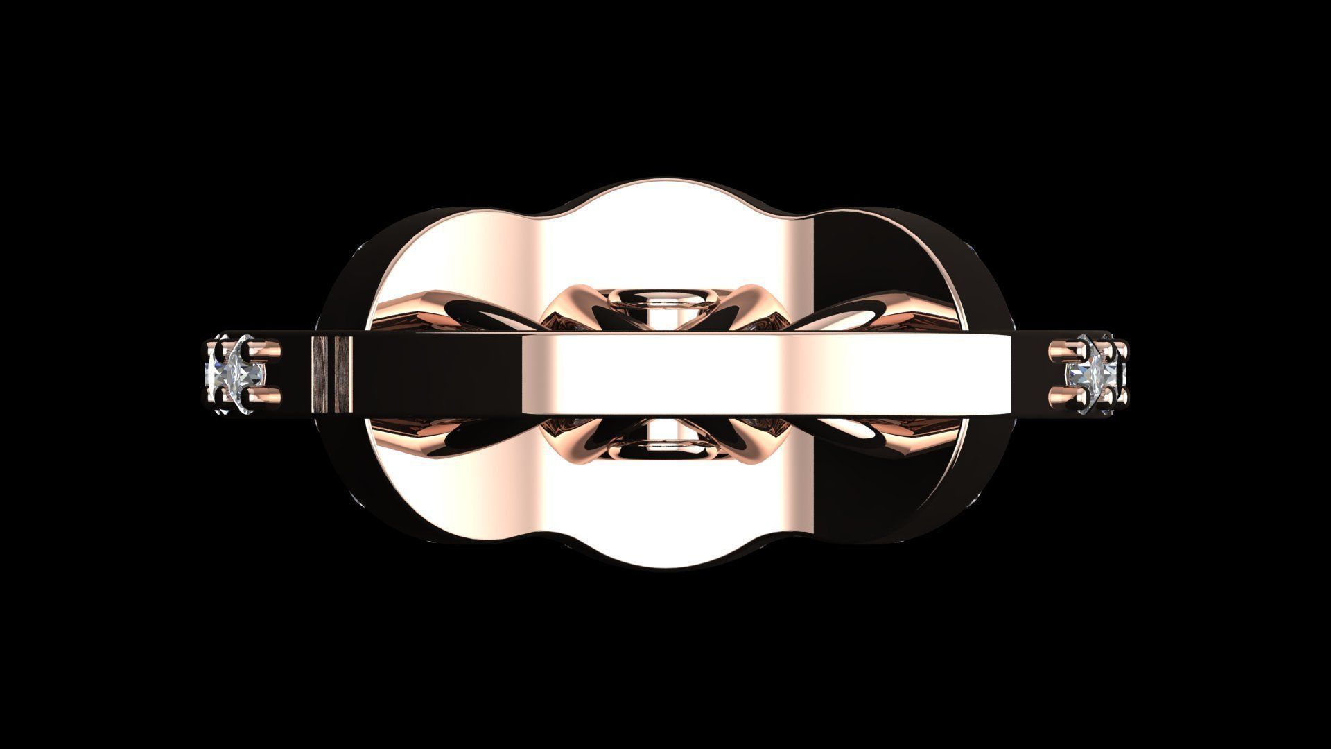 Three stone halo engagement ring 3D print model_30