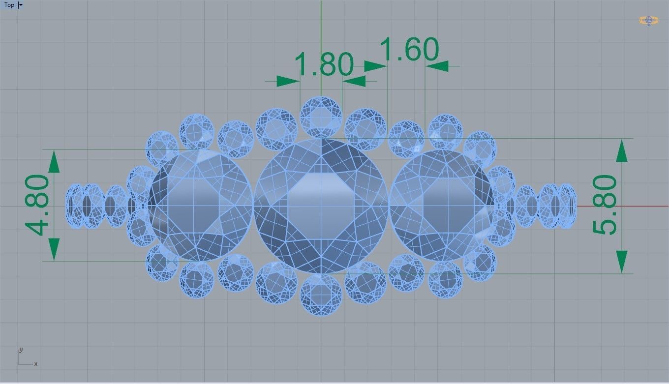 Three stone halo engagement ring 3D print model_40