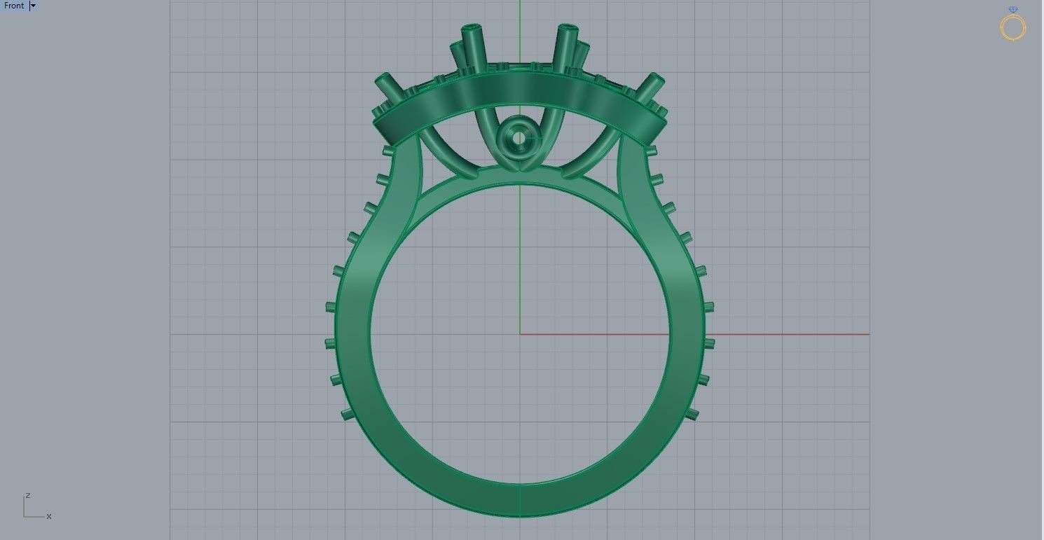 Three stone halo engagement ring 3D print model_51