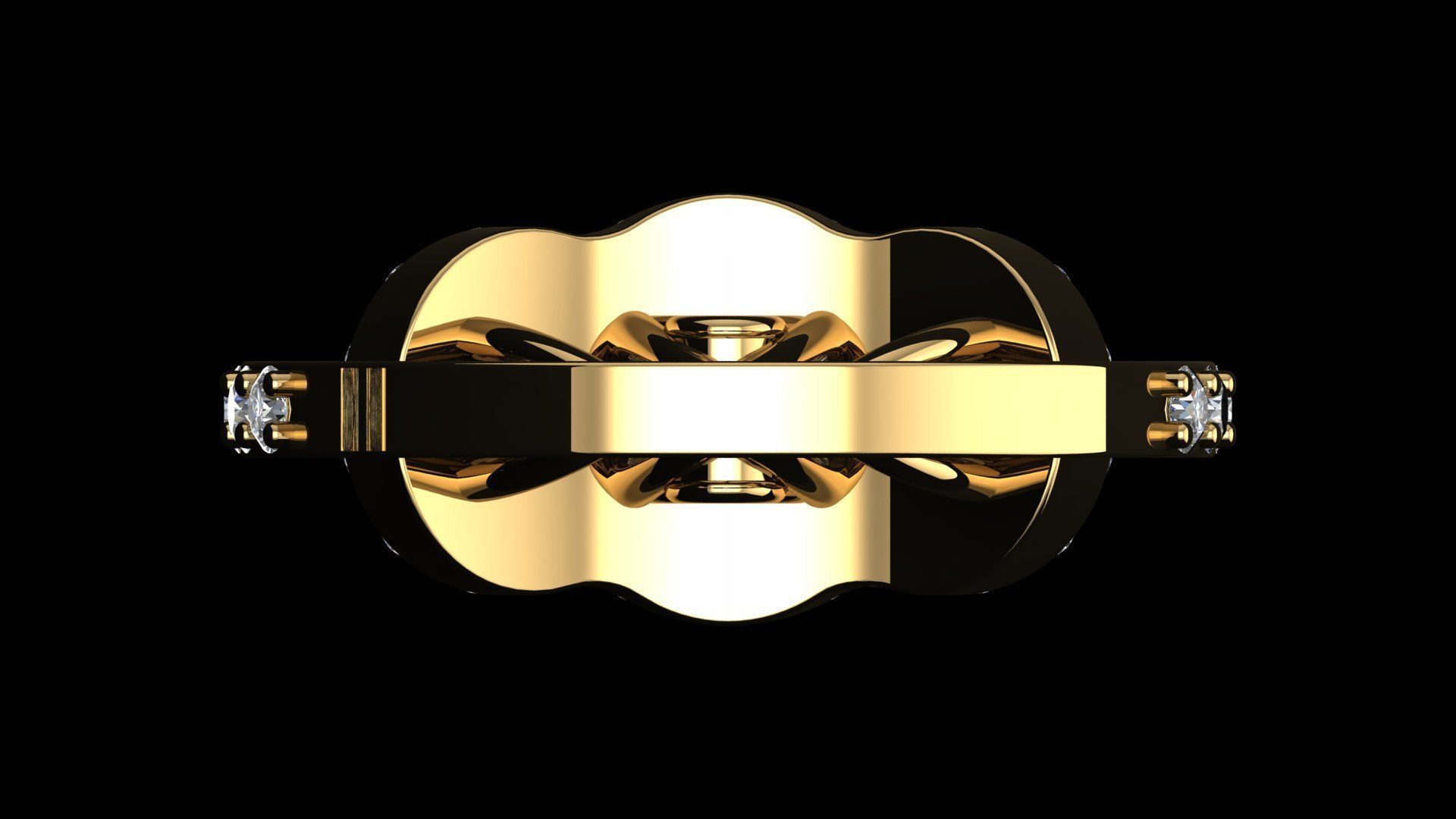 Three stone halo engagement ring 3D print model_26