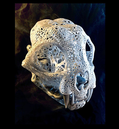 Filigree Anatomical Bobcat Skull - Pre-supported STL 3D print model