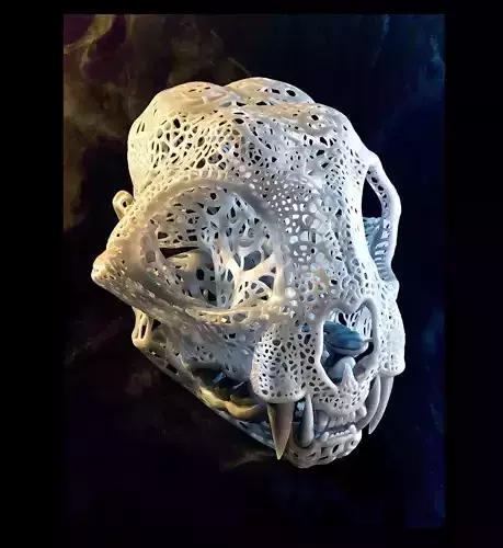 Filigree Anatomical Bobcat Skull - Pre-supported STL 3D print model