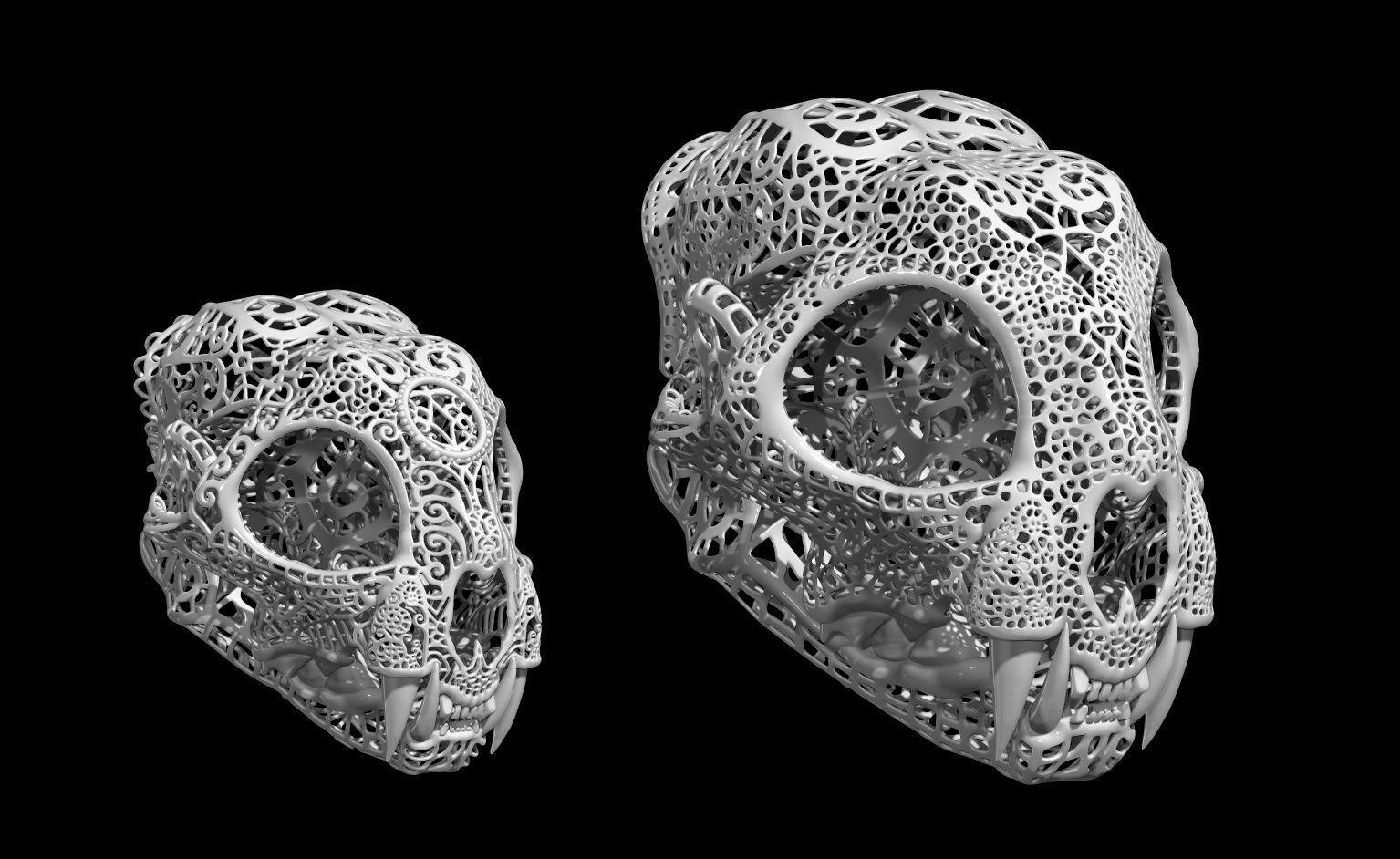 Filigree Anatomical Bobcat Skull - Pre-supported STL 3D print model_3