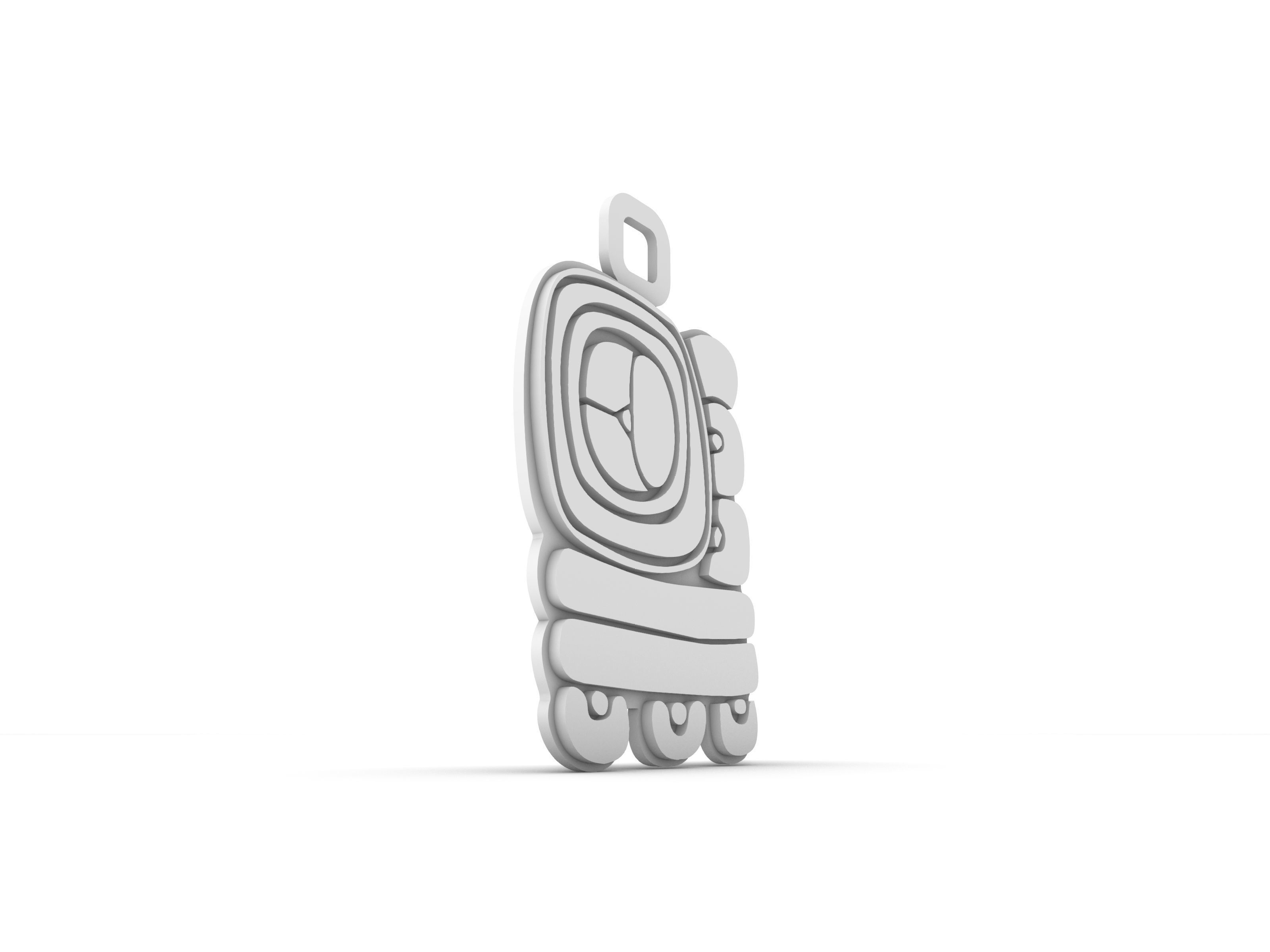 Mayan pendant T 3D print model_8