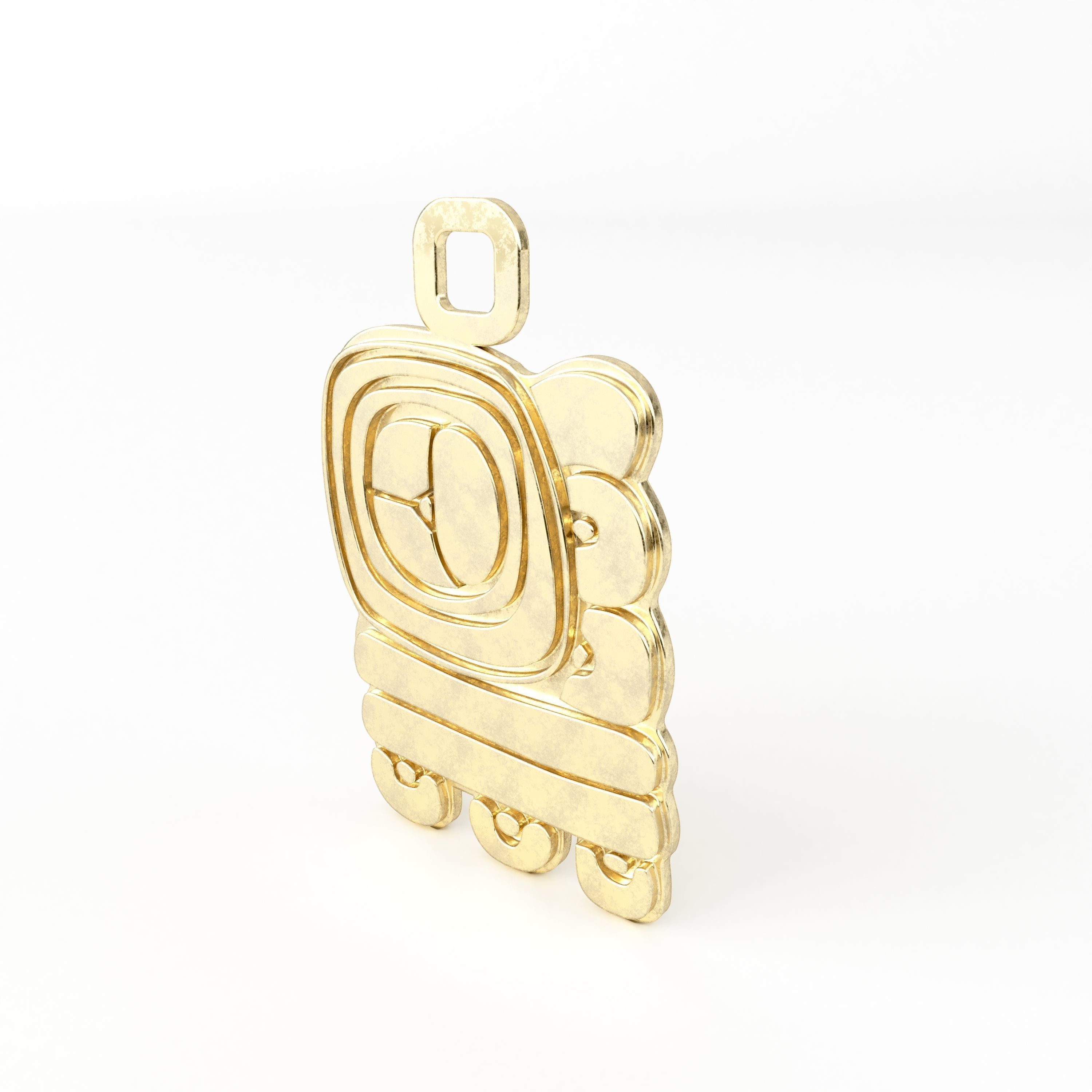 Mayan pendant T 3D print model_12