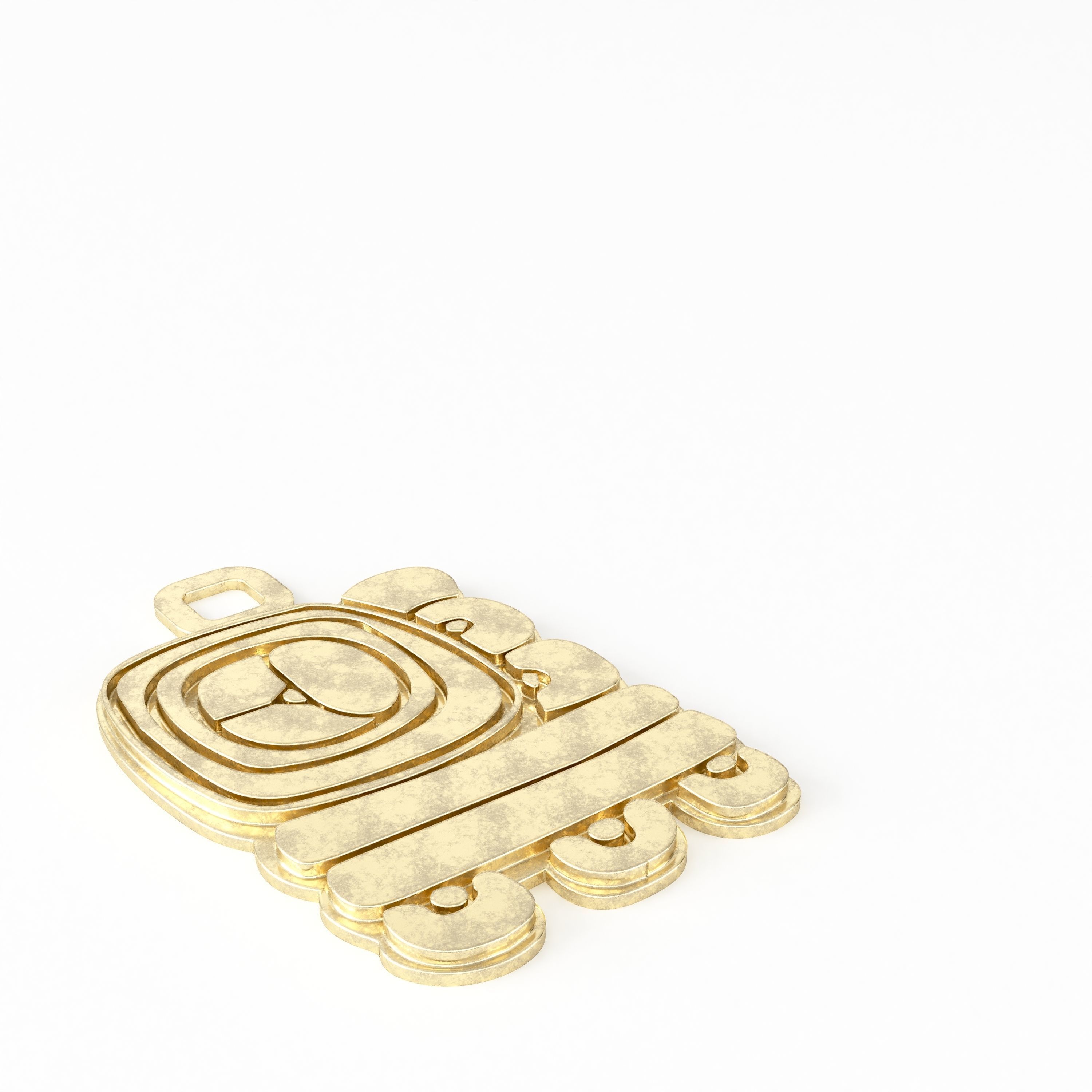 Mayan pendant T 3D print model_3