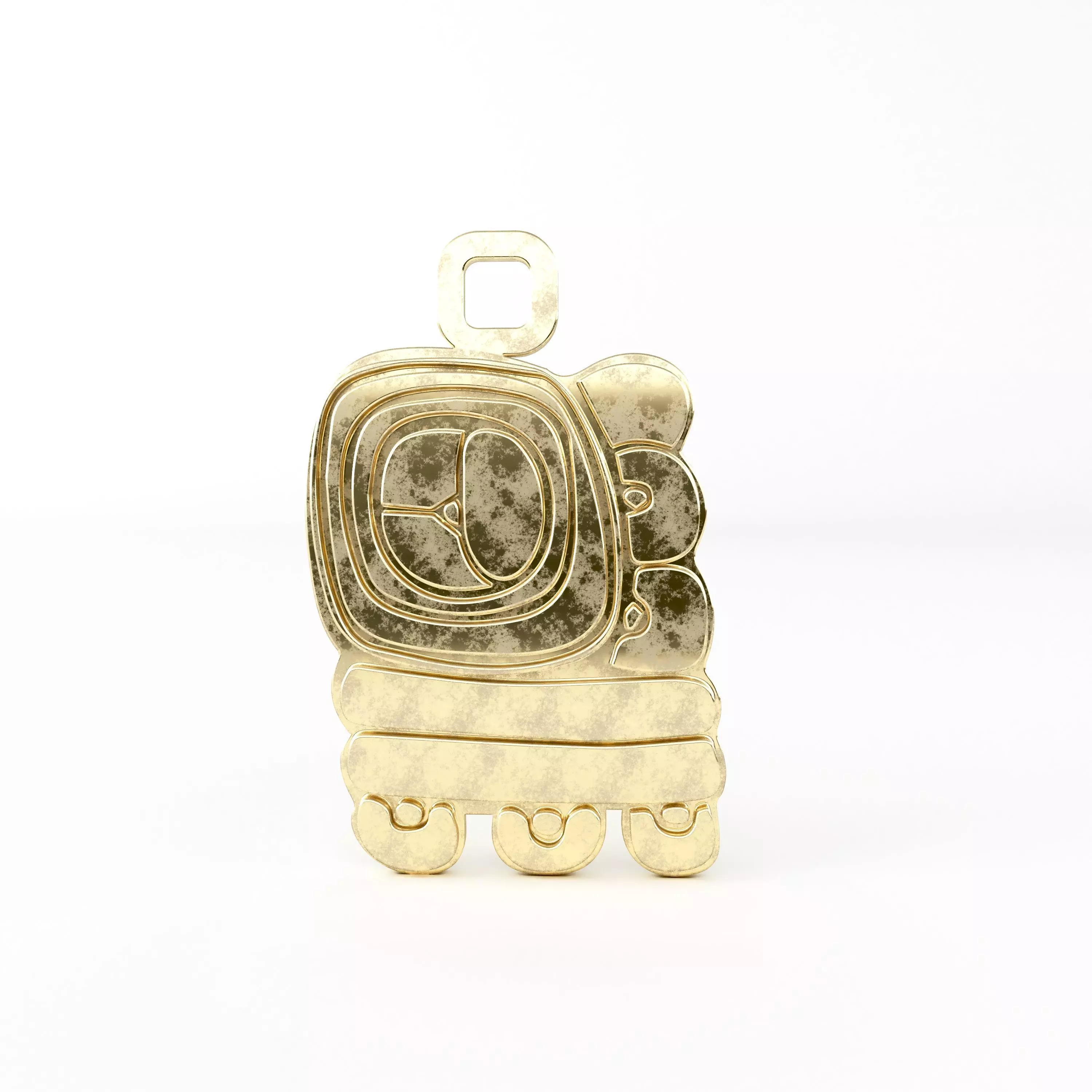 Mayan pendant T 3D print model_0