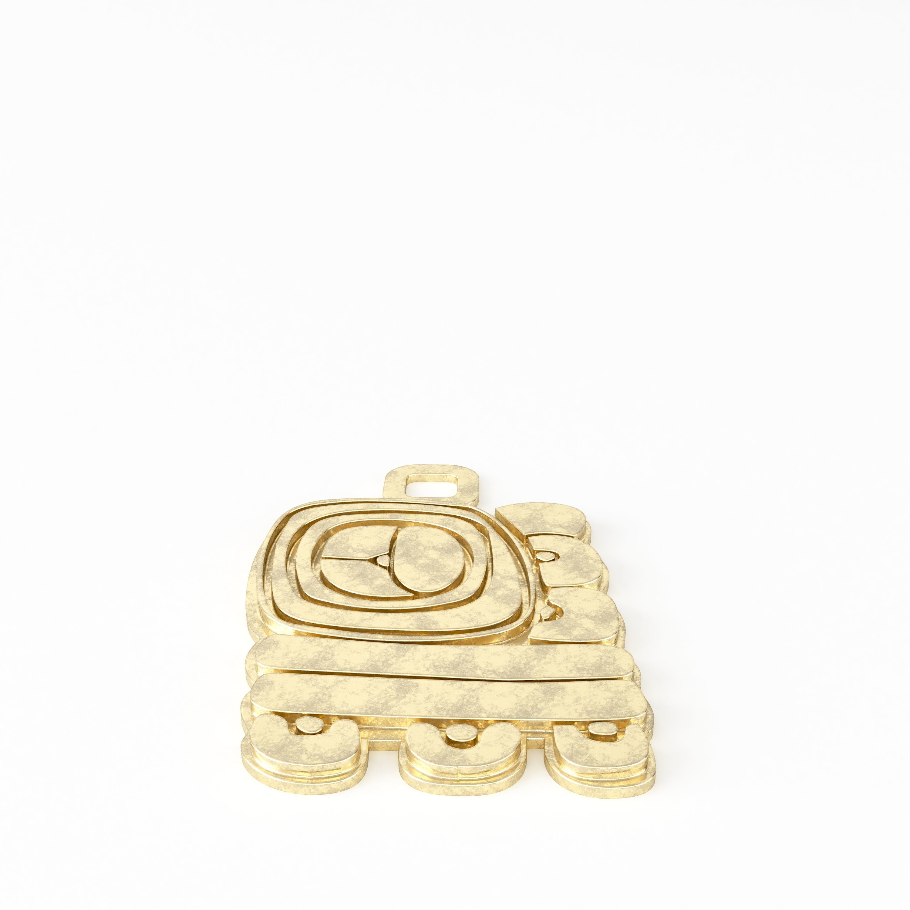 Mayan pendant T 3D print model_1