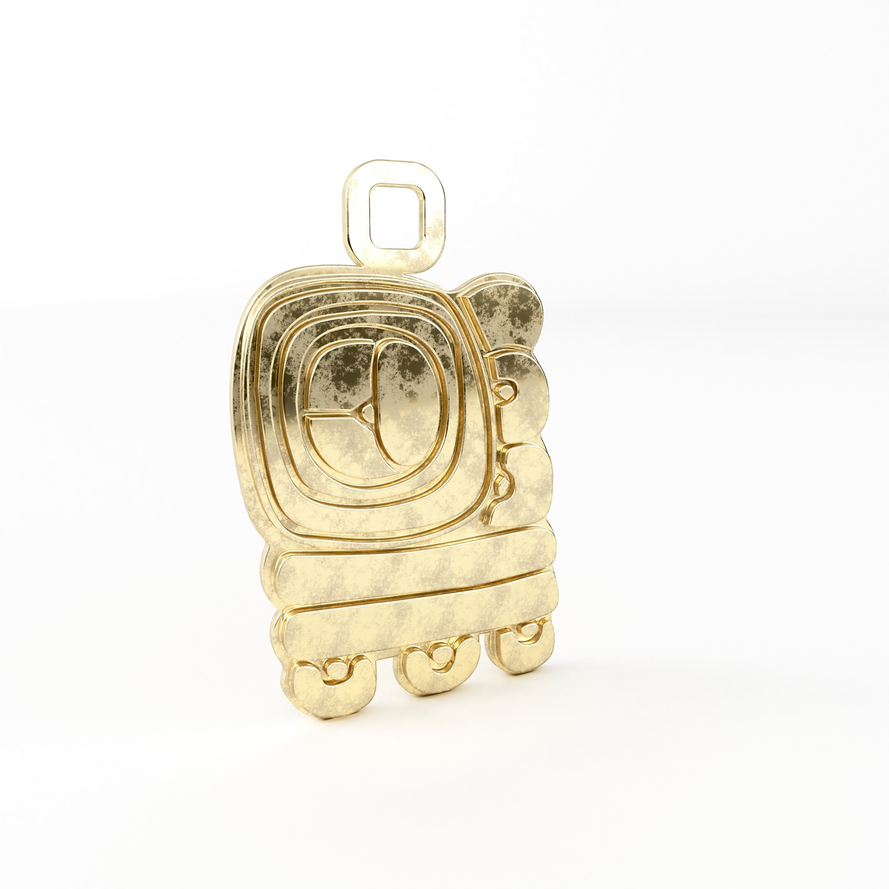 Mayan pendant T 3D print model_2