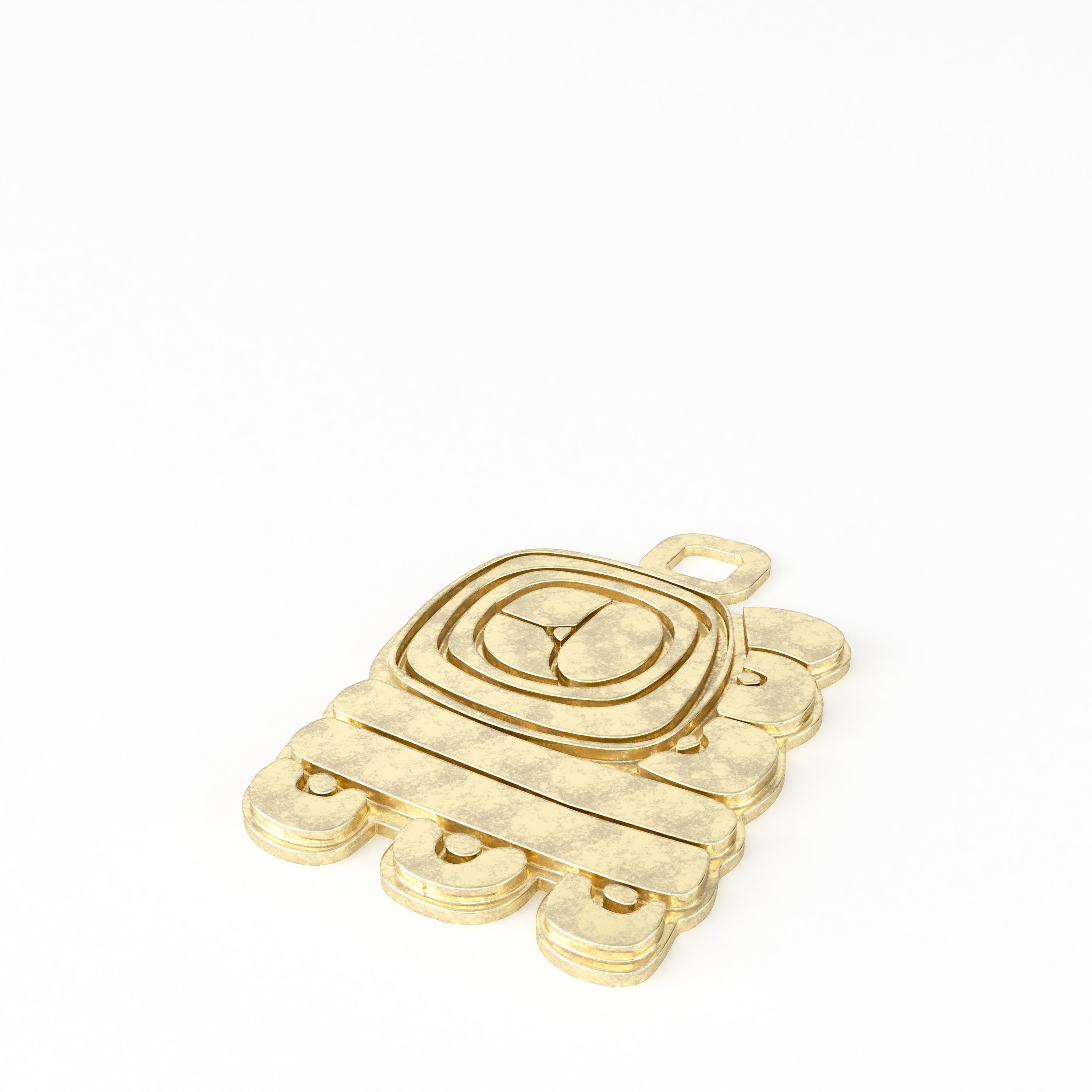 Mayan pendant T 3D print model_4