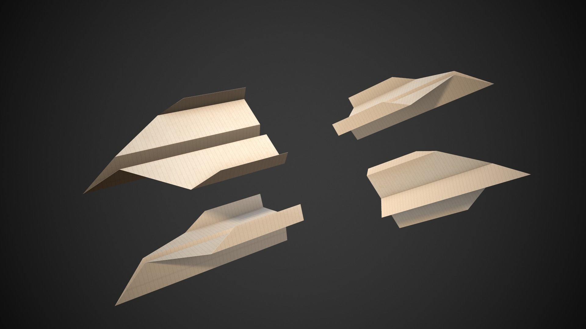 Paper Airplane Low-poly 3D model_7