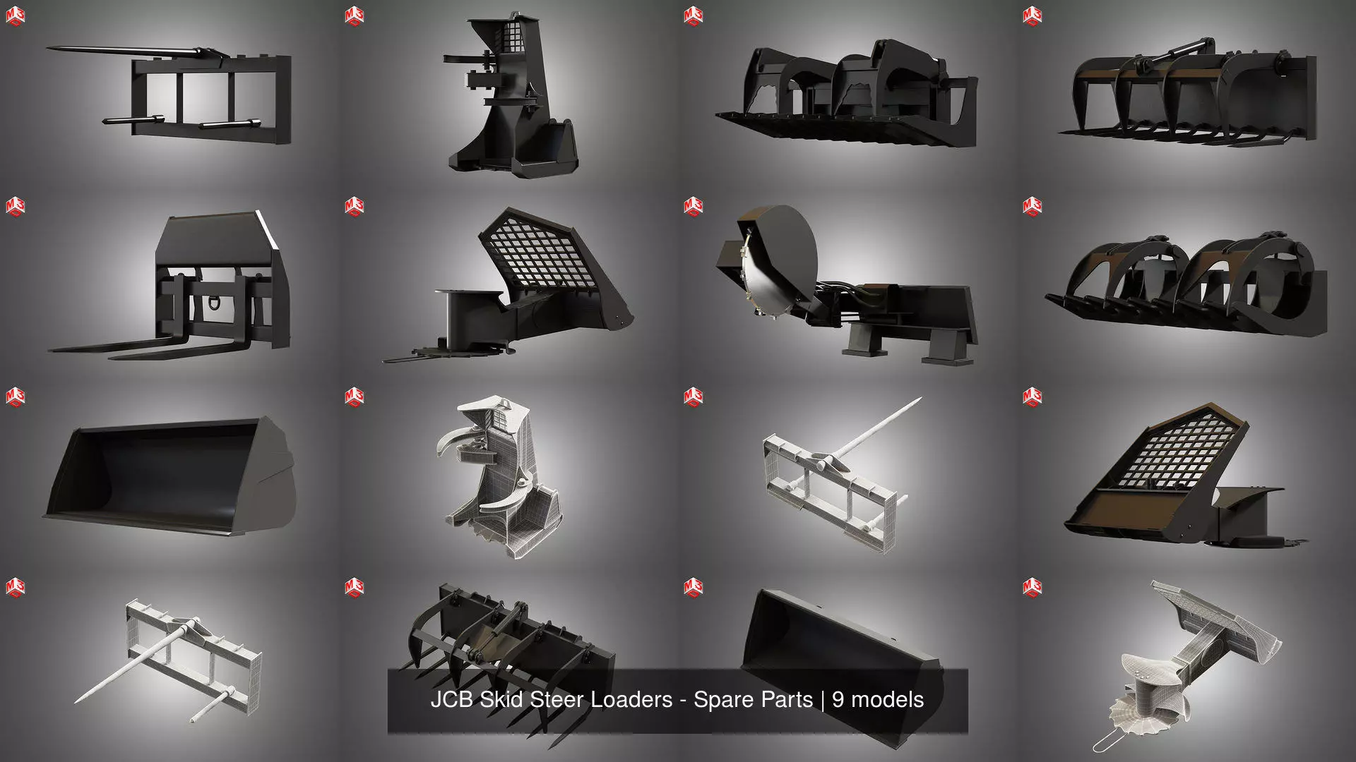 JCB Skid Steer Loaders - Spare Parts 3D Model Collection_1