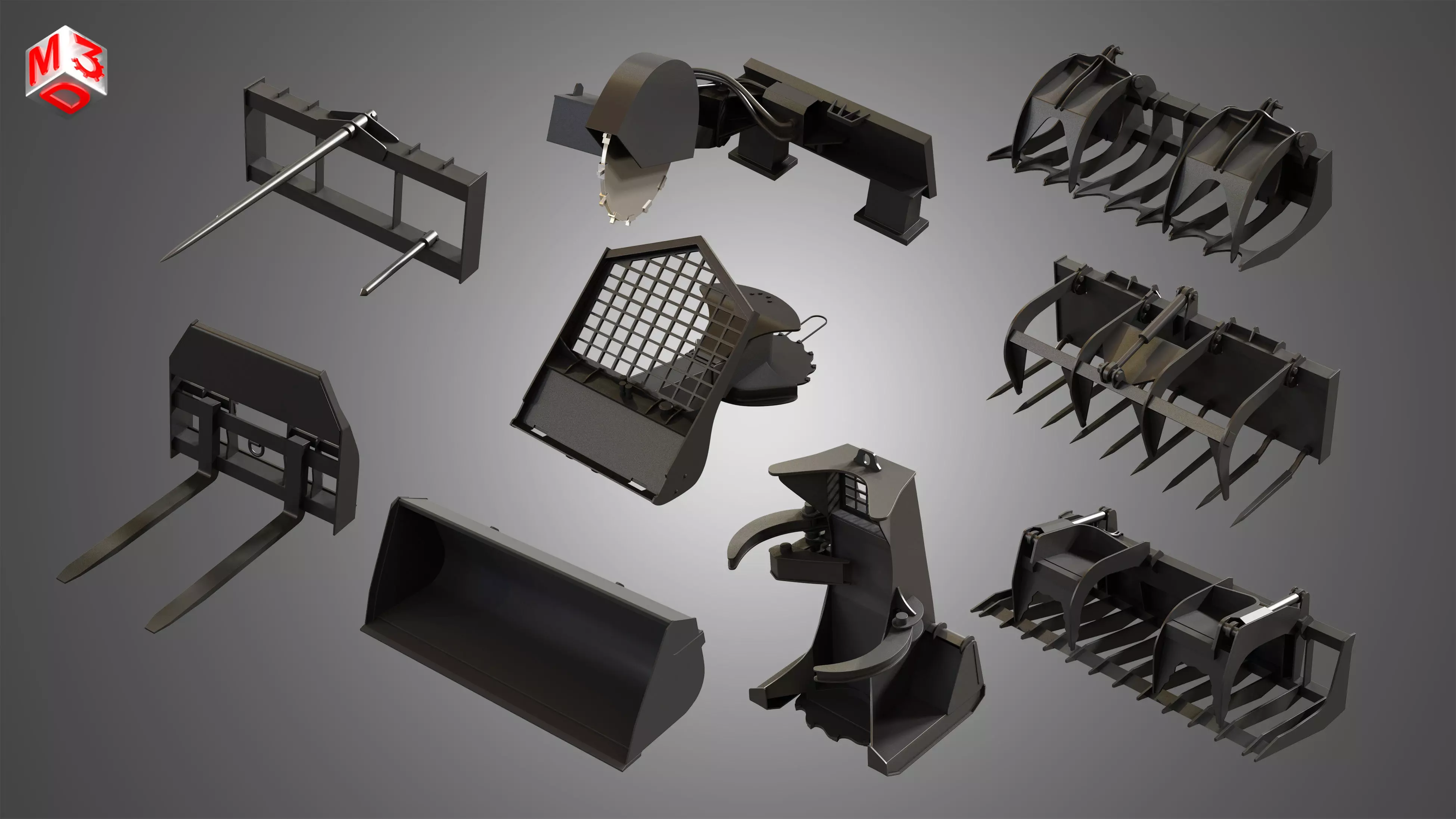 JCB Skid Steer Loaders - Spare Parts 3D Model Collection_0