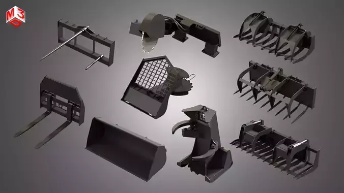 JCB Skid Steer Loaders - Spare Parts 3D Model Collection