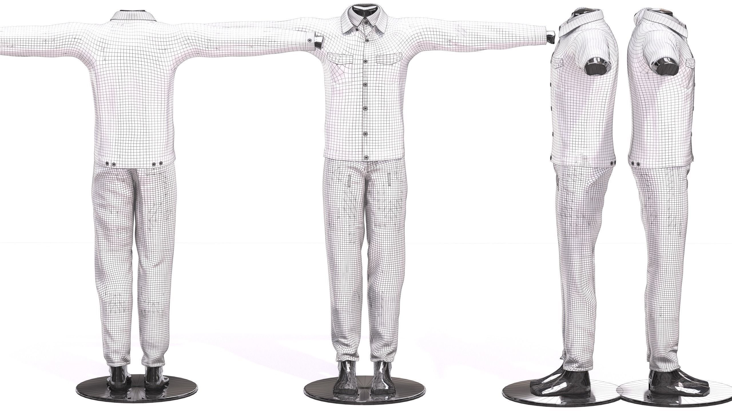 Male FANDI Clothing Low-poly 3D model_4