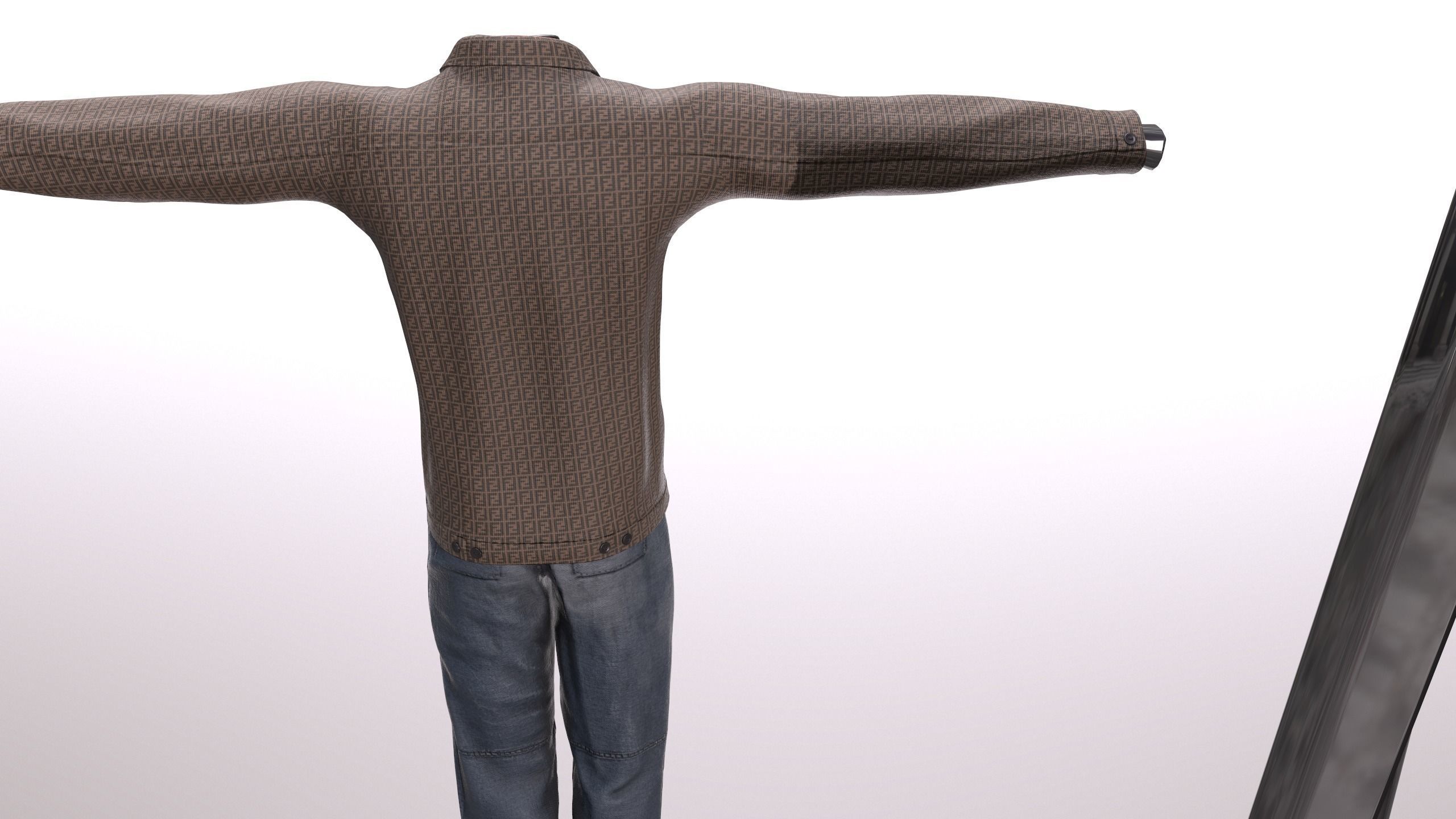 Male FANDI Clothing Low-poly 3D model_6