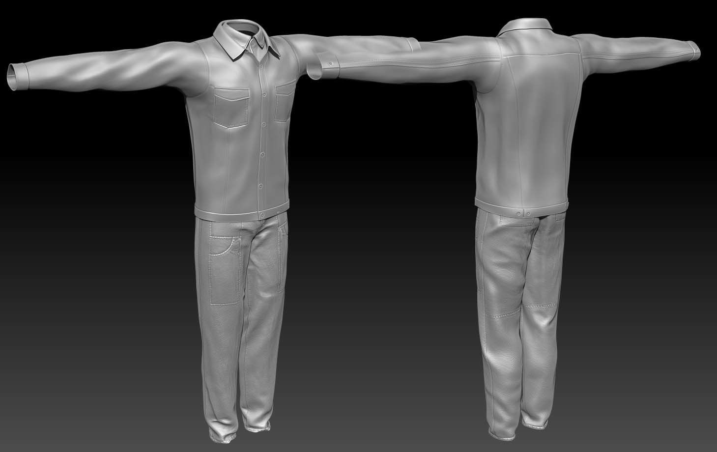 Male FANDI Clothing Low-poly 3D model_18