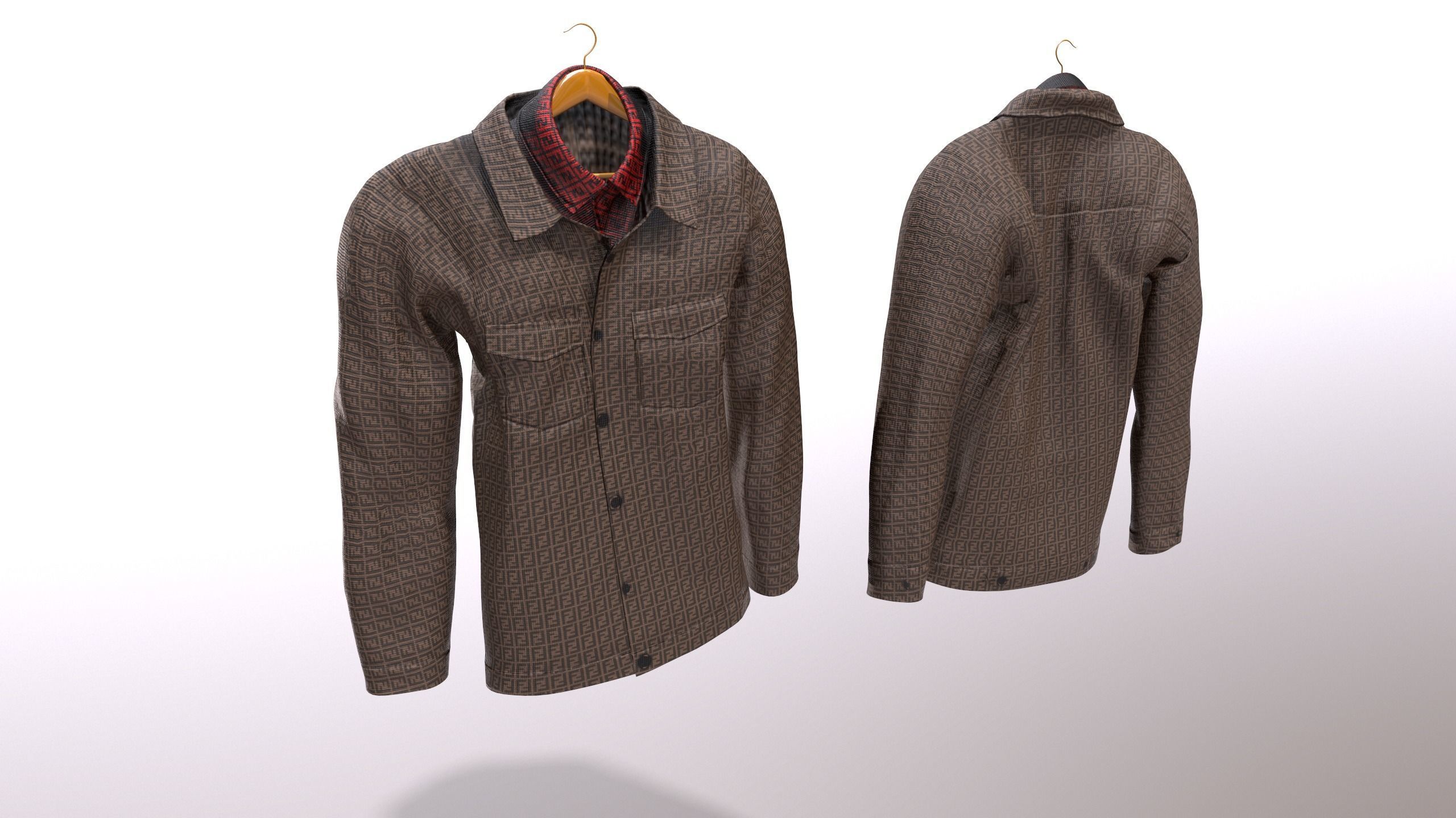 Male FANDI Clothing Low-poly 3D model_12