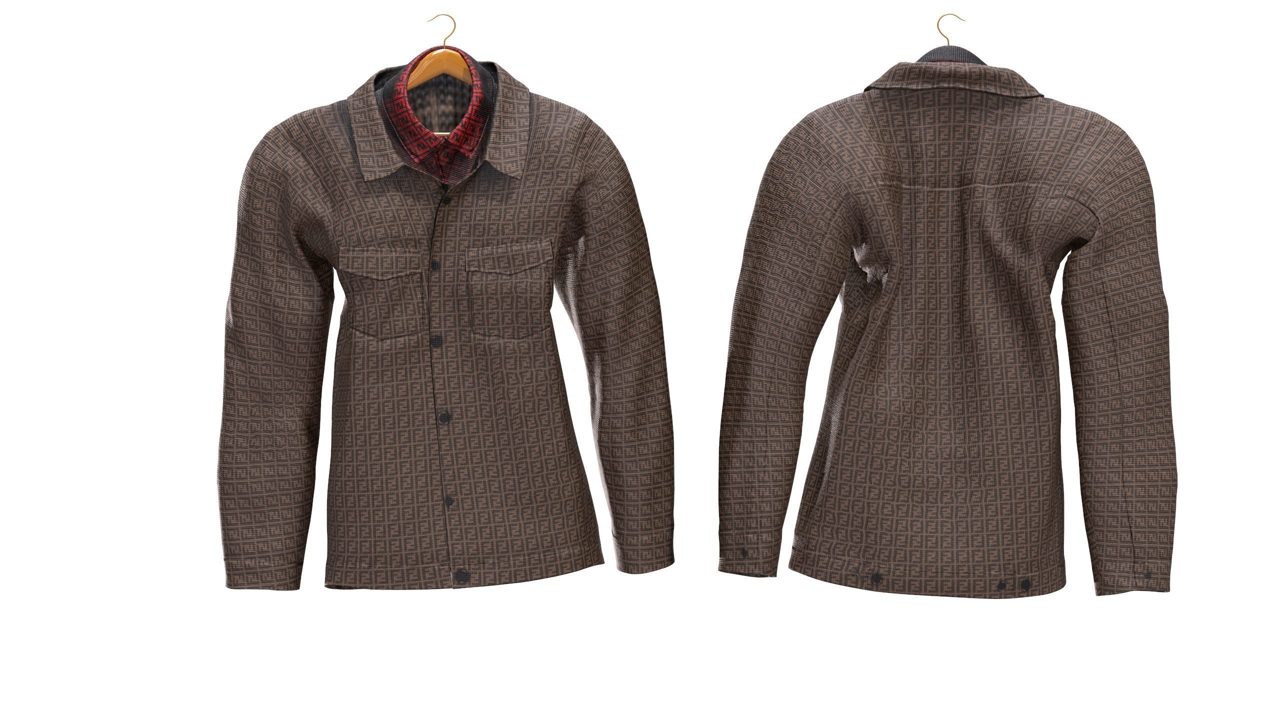 Male FANDI Clothing Low-poly 3D model_13