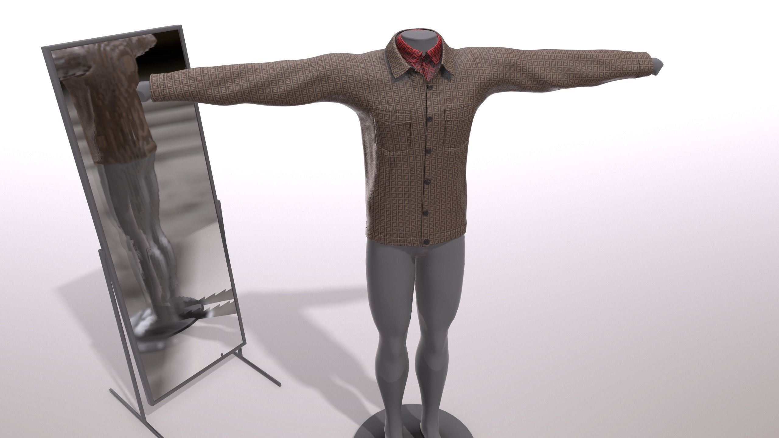 Male FANDI Clothing Low-poly 3D model_16
