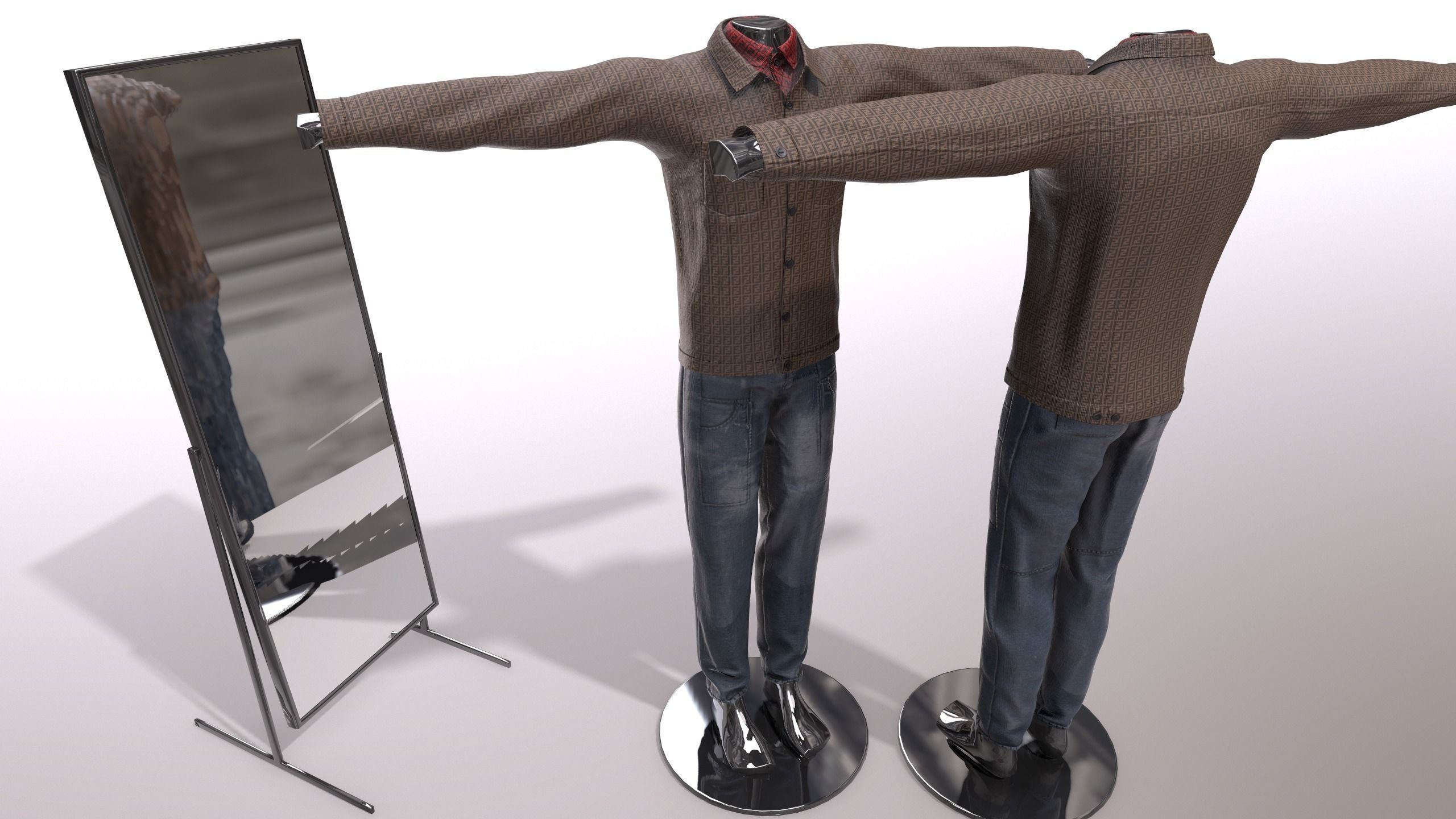 Male FANDI Clothing Low-poly 3D model_3