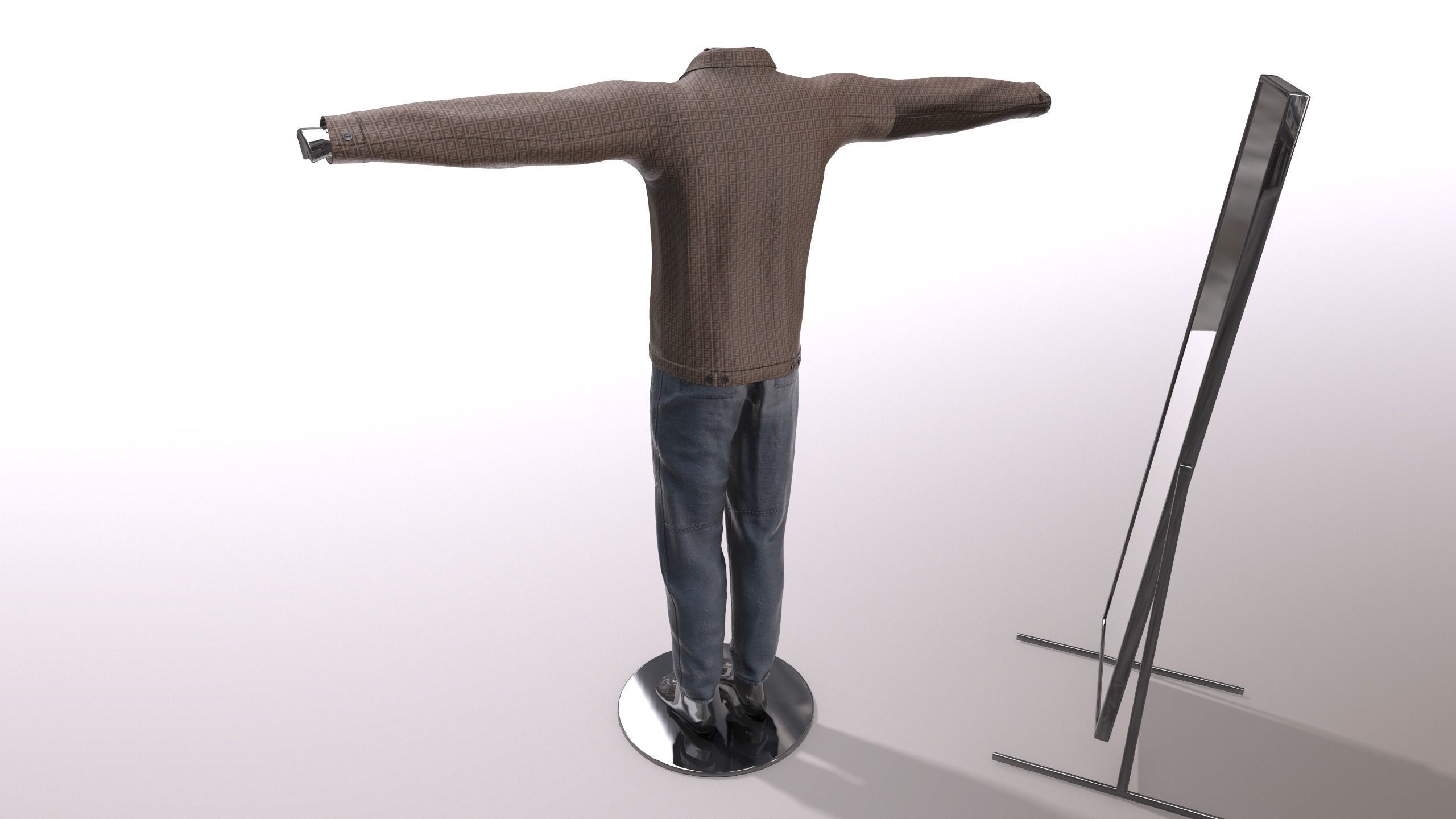 Male FANDI Clothing Low-poly 3D model_11