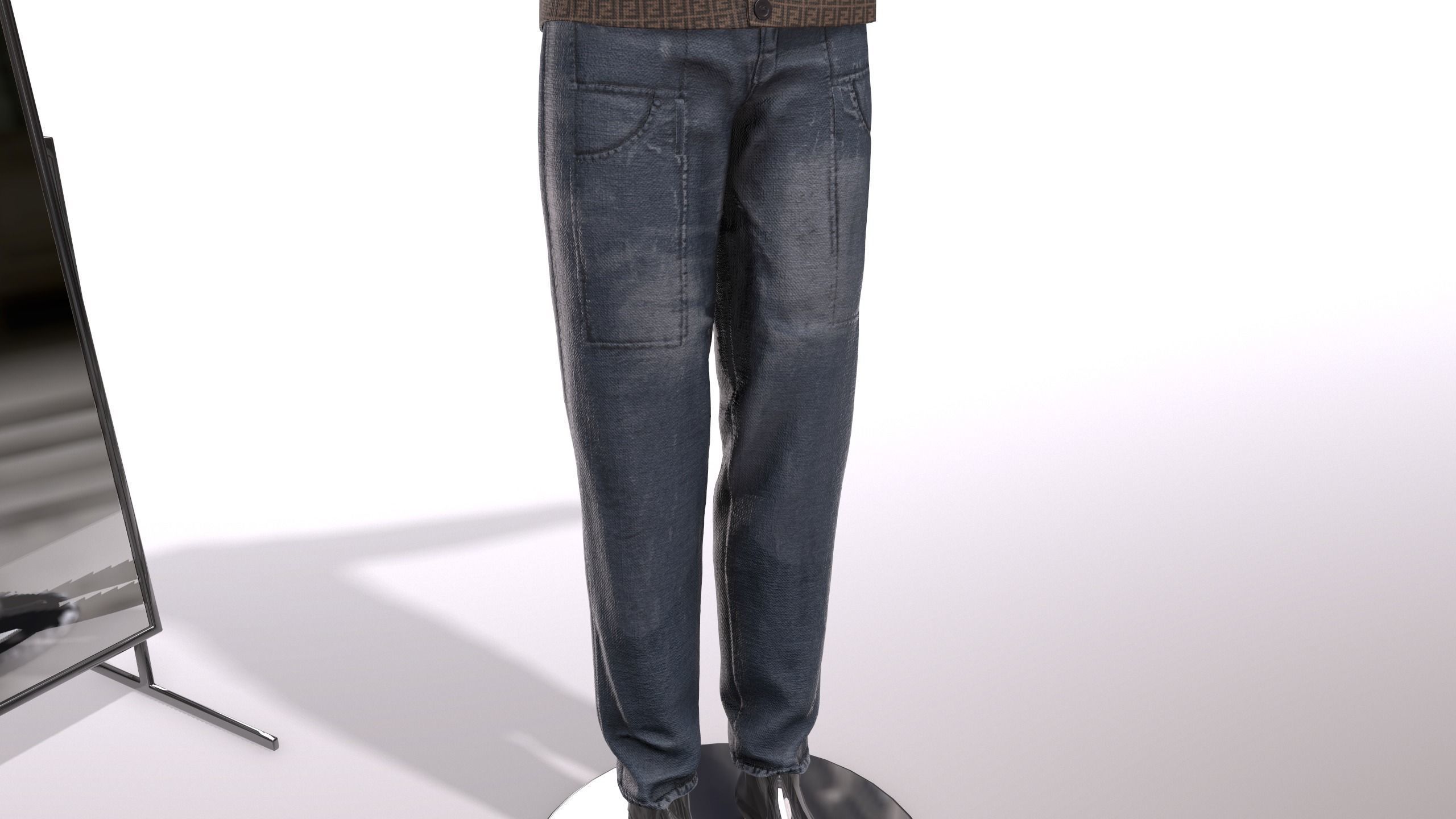 Male FANDI Clothing Low-poly 3D model_8
