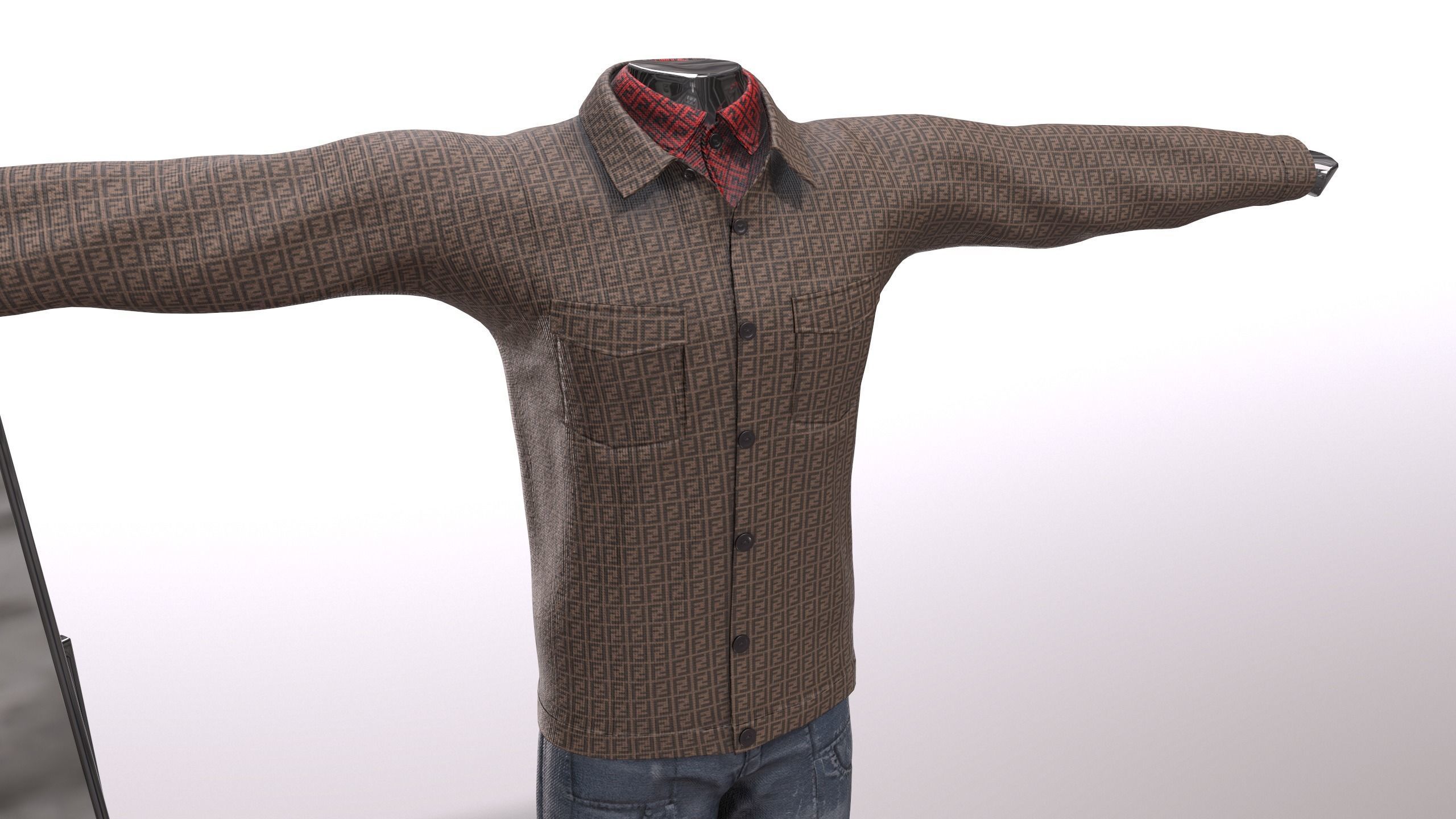 Male FANDI Clothing Low-poly 3D model_7
