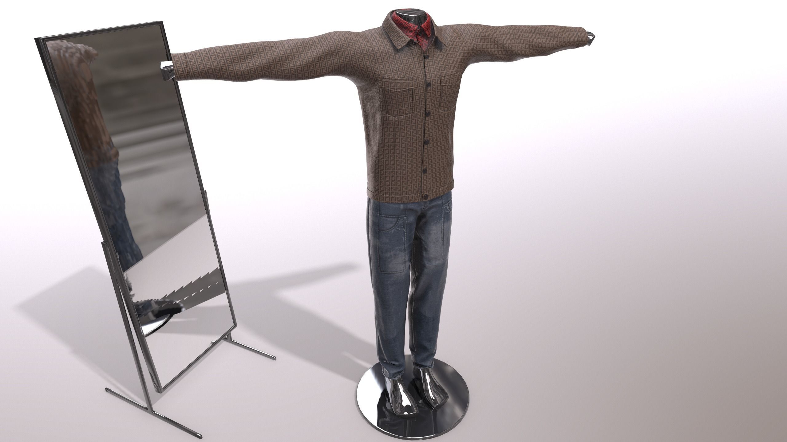Male FANDI Clothing Low-poly 3D model_5
