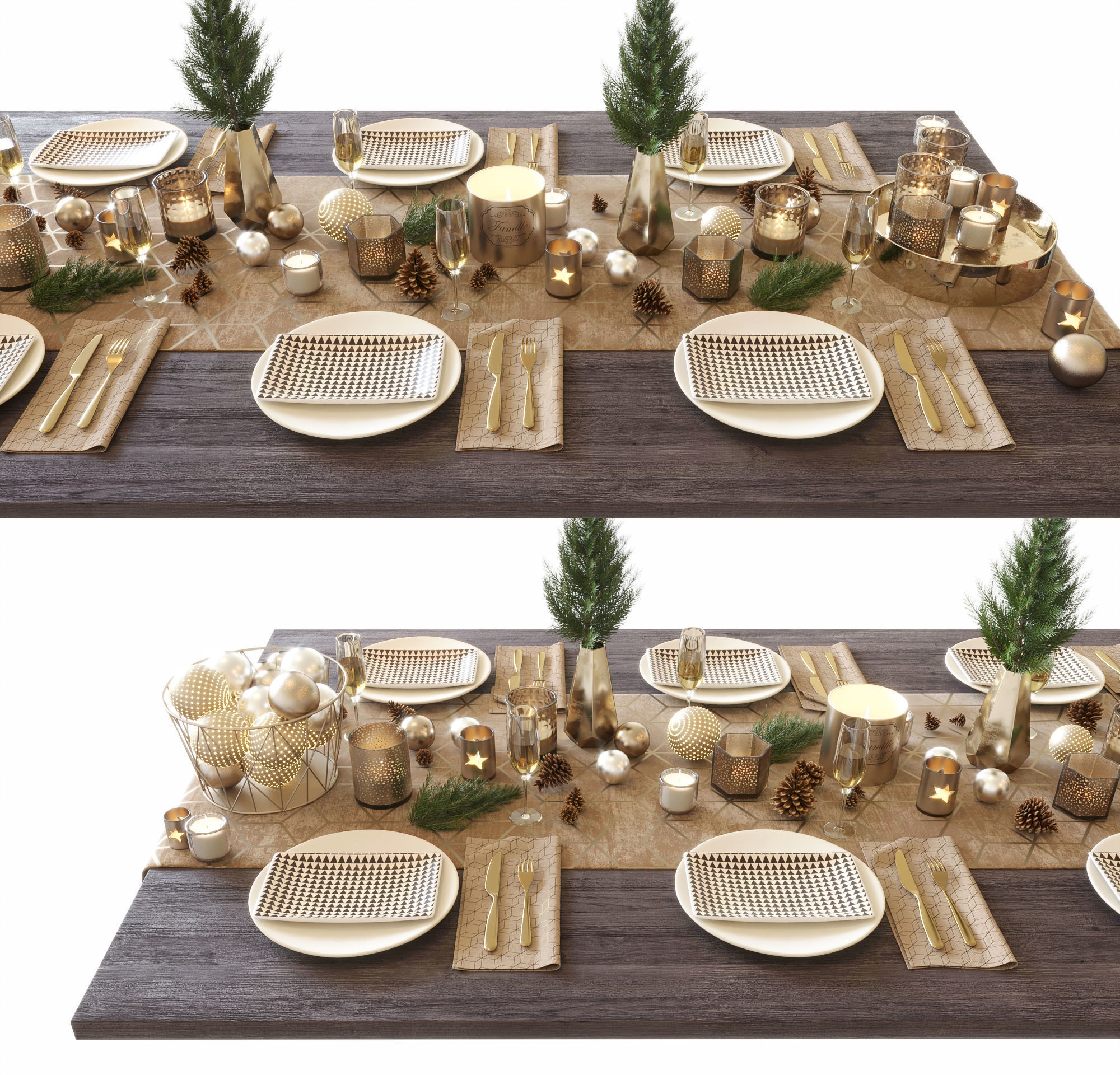 Christmas table setting  3D model_1