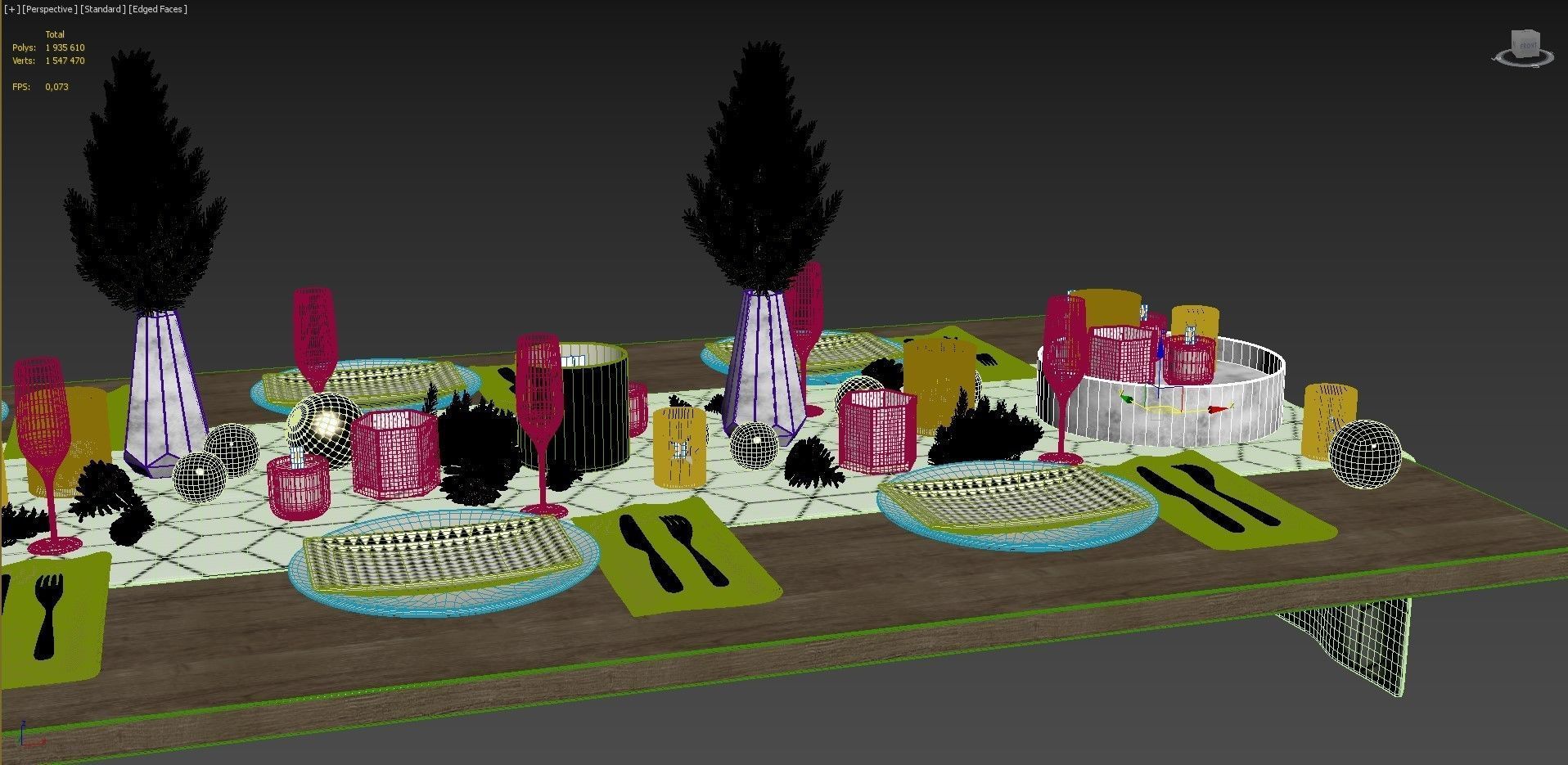 Christmas table setting  3D model_11