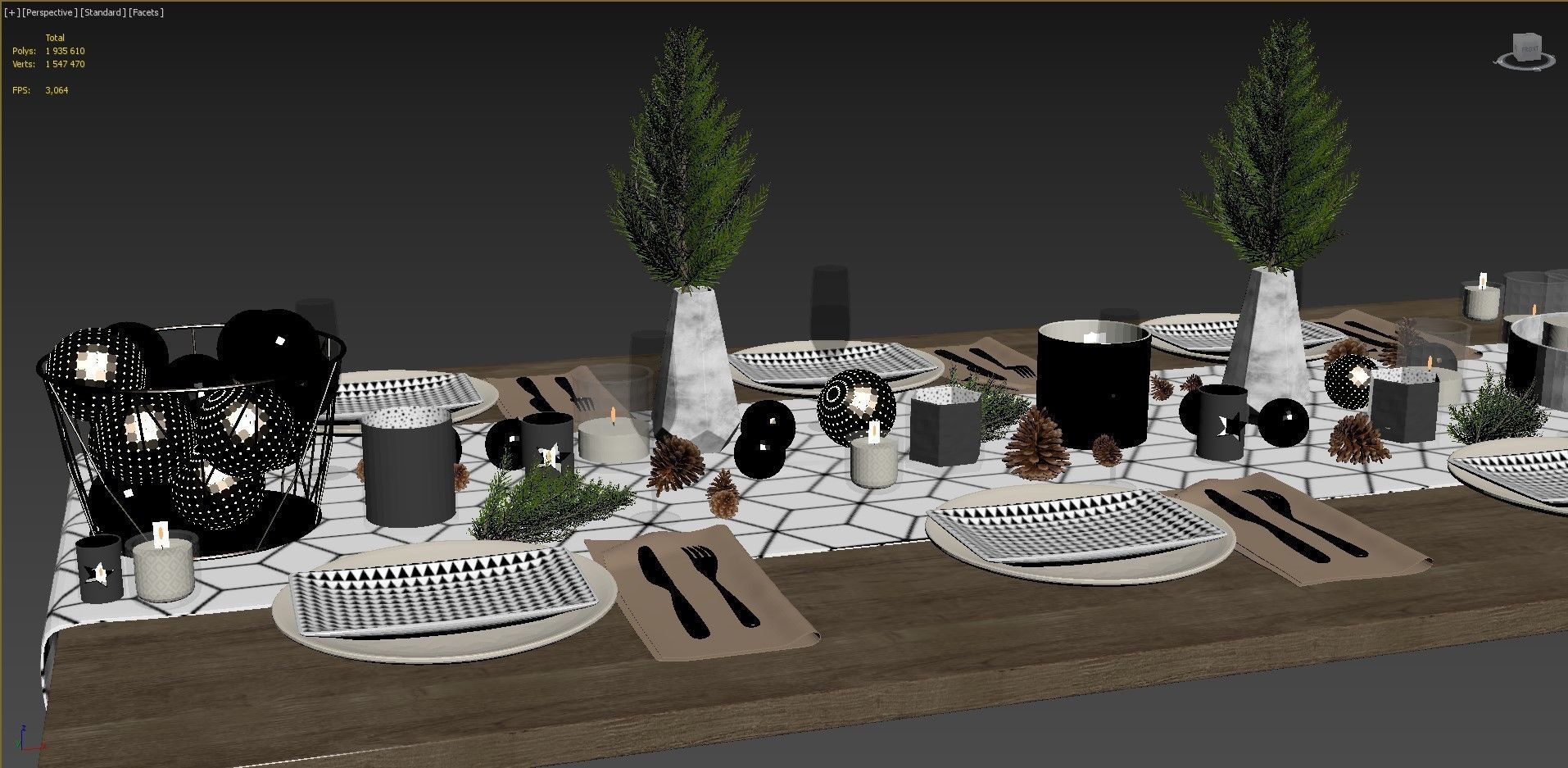 Christmas table setting  3D model_10