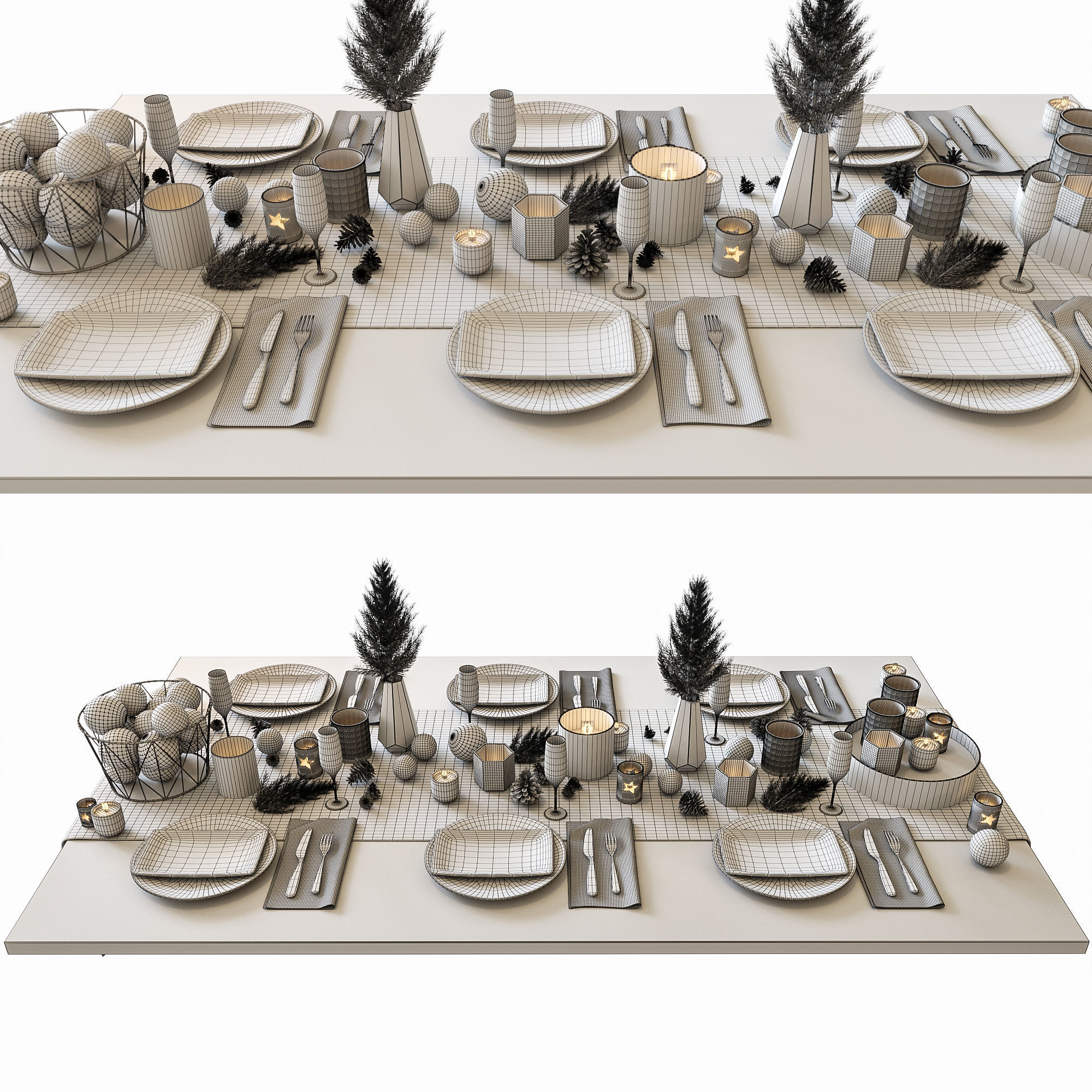 Christmas table setting  3D model_3