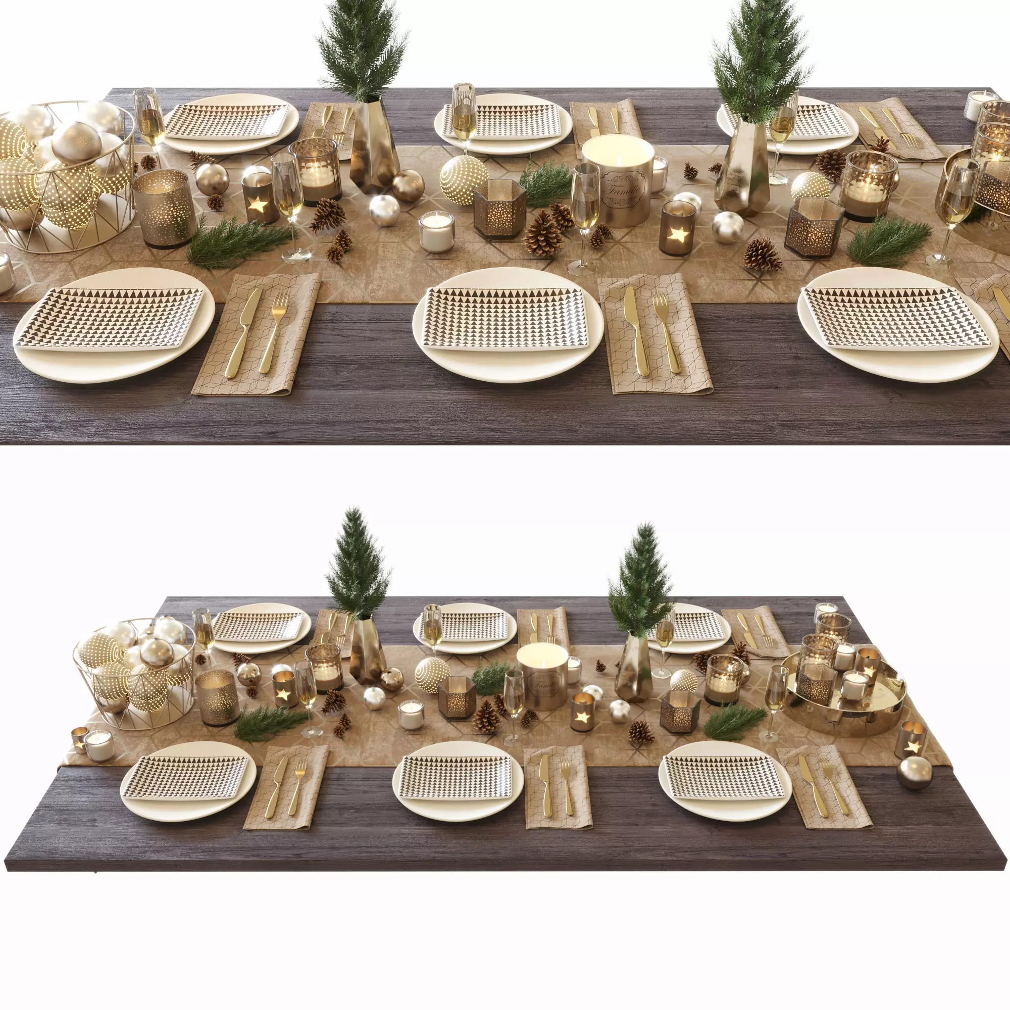 Christmas table setting  3D model_0
