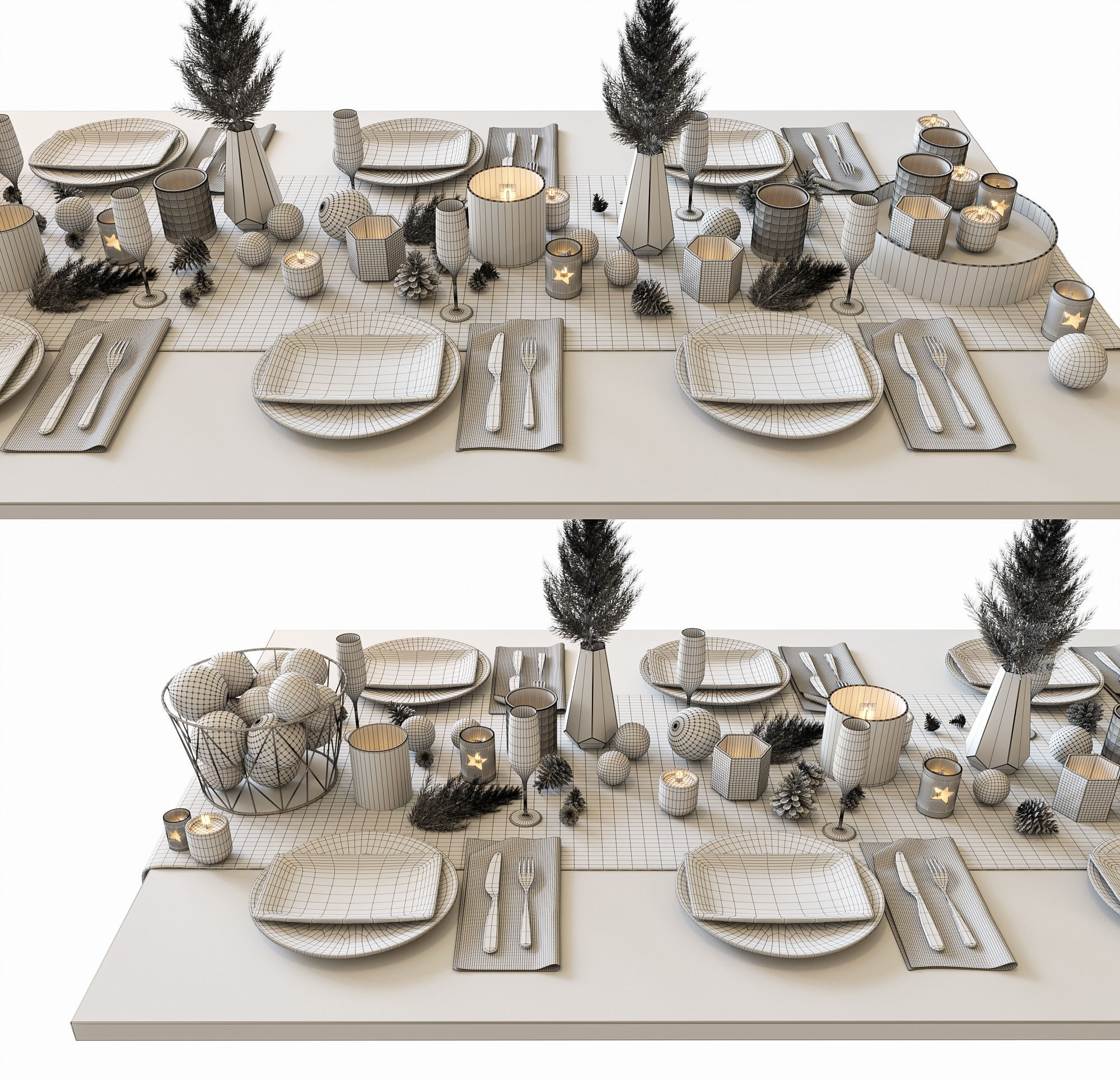 Christmas table setting  3D model_4