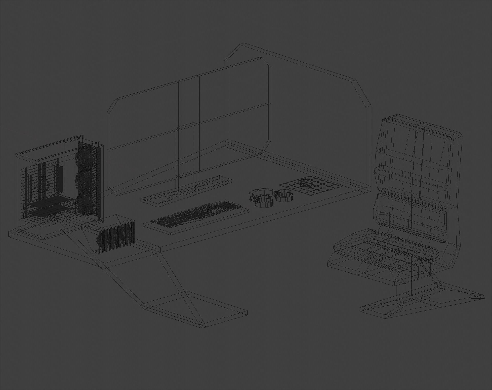 Gaming station Low-poly 3D model_6