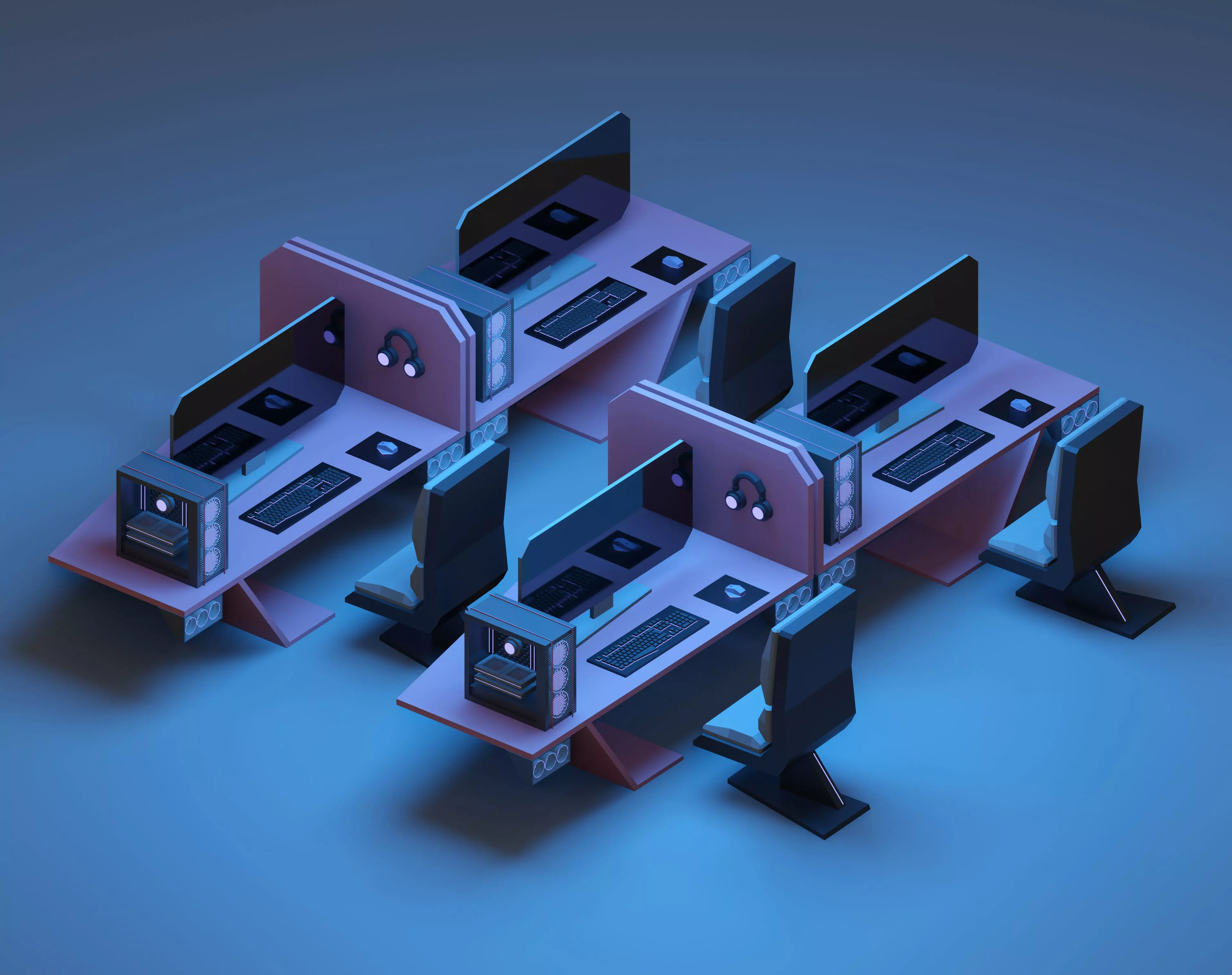 Gaming station Low-poly 3D model_0