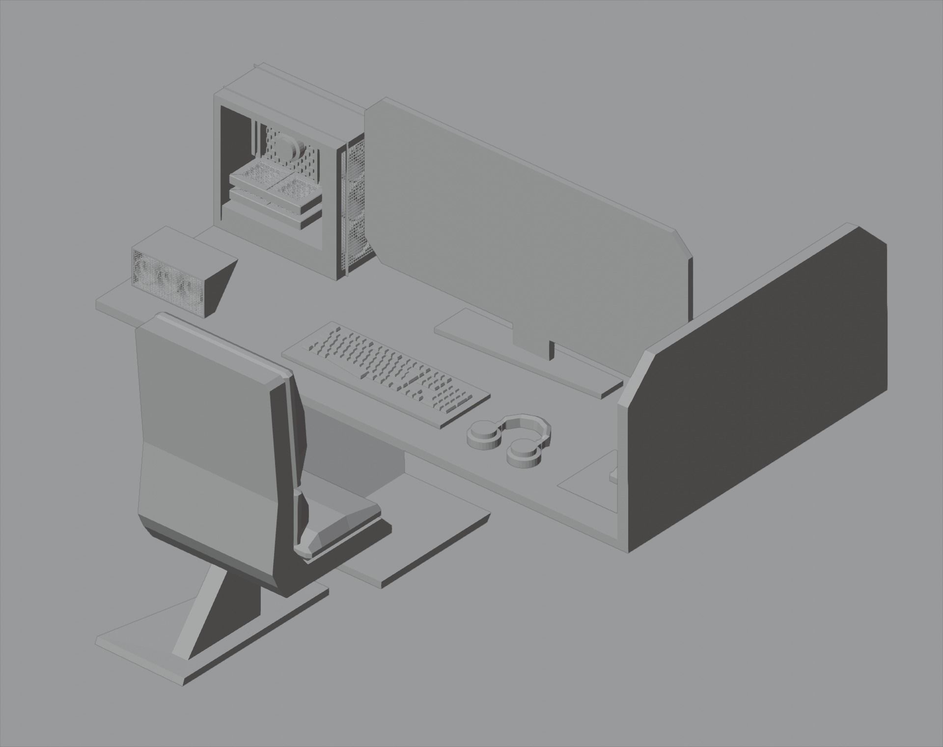Gaming station Low-poly 3D model_5
