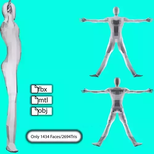 Ultra low-poly human Low-poly 3D model