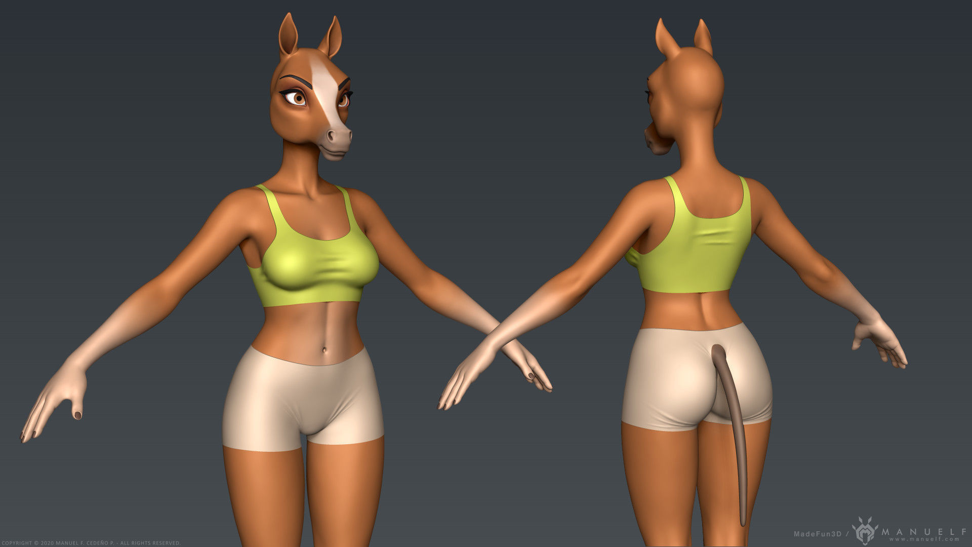 Furry Horse Girl 3D model_7