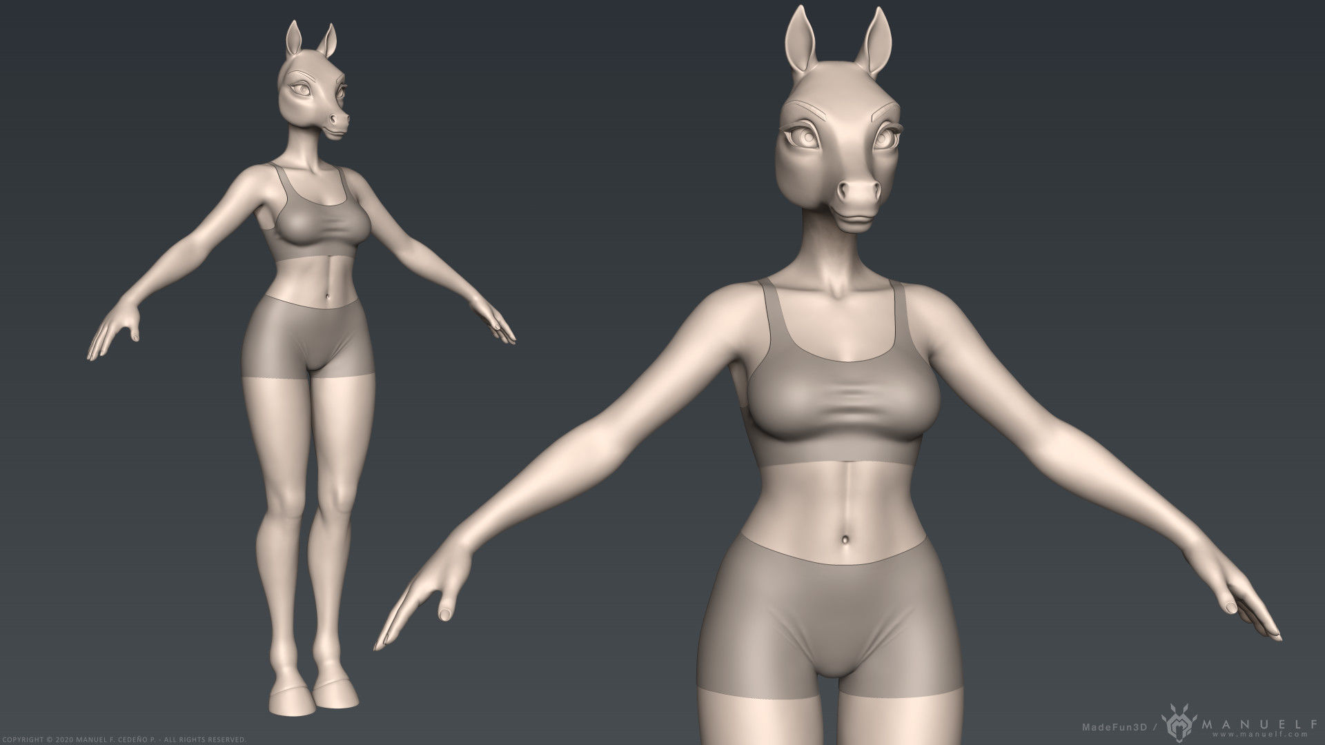 Furry Horse Girl 3D model_41