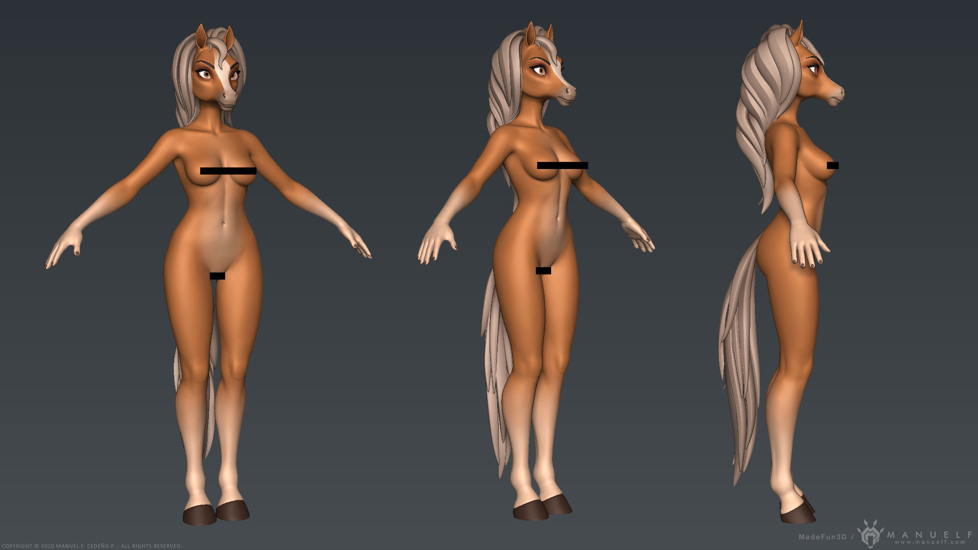 Furry Horse Girl 3D model_14