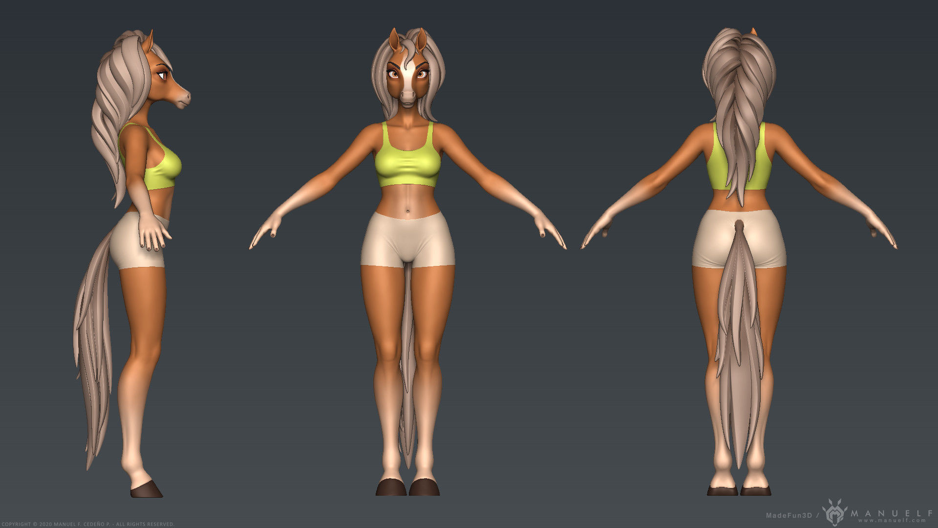Furry Horse Girl 3D model_1