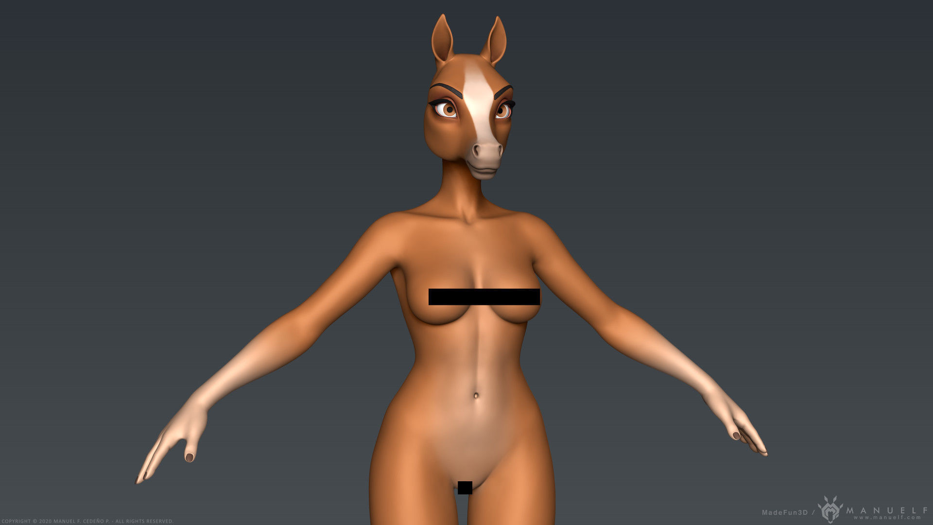 Furry Horse Girl 3D model_19