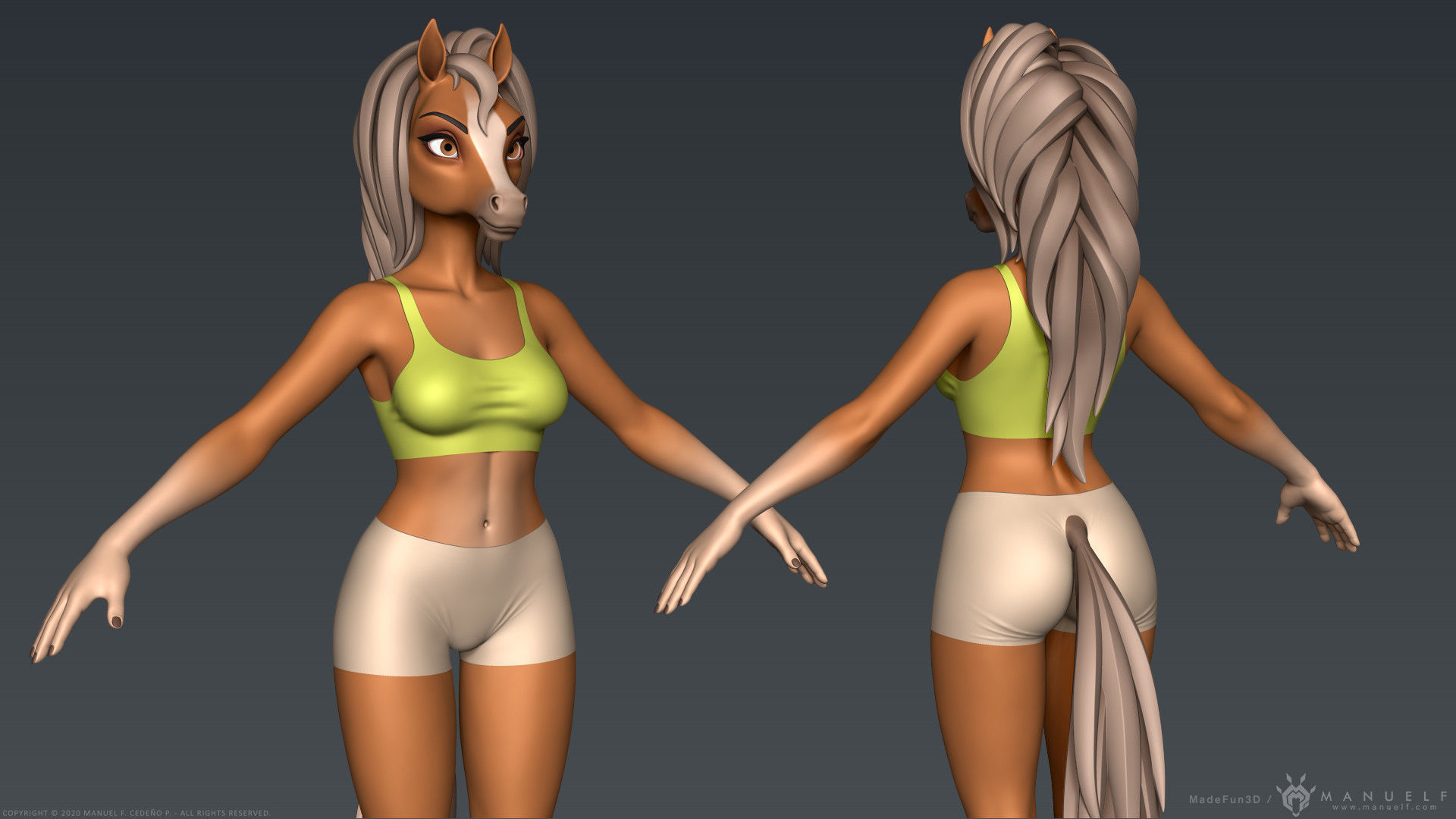 Furry Horse Girl 3D model_6
