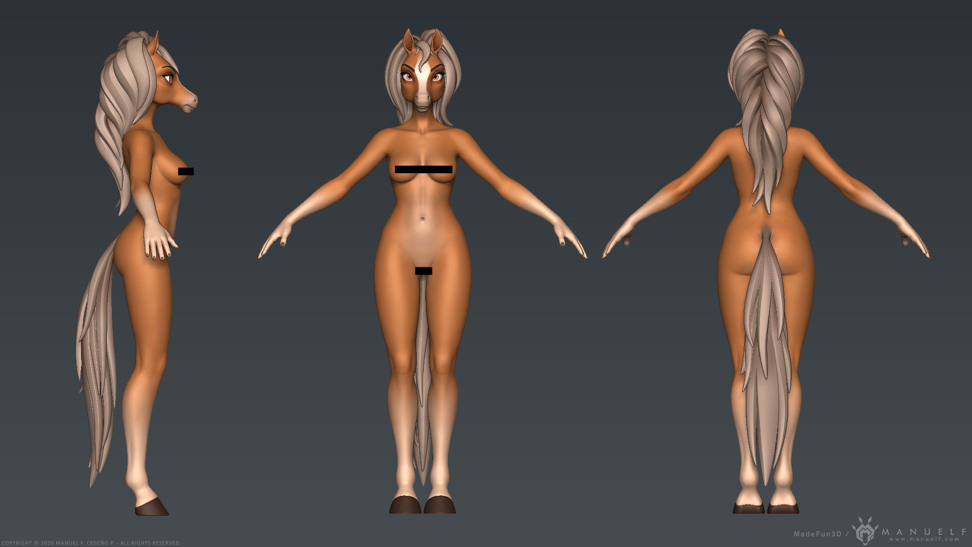 Furry Horse Girl 3D model_2