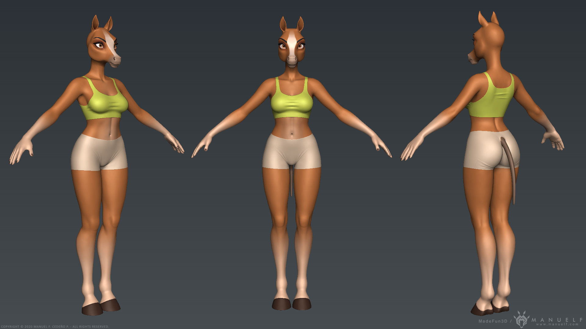 Furry Horse Girl 3D model_16