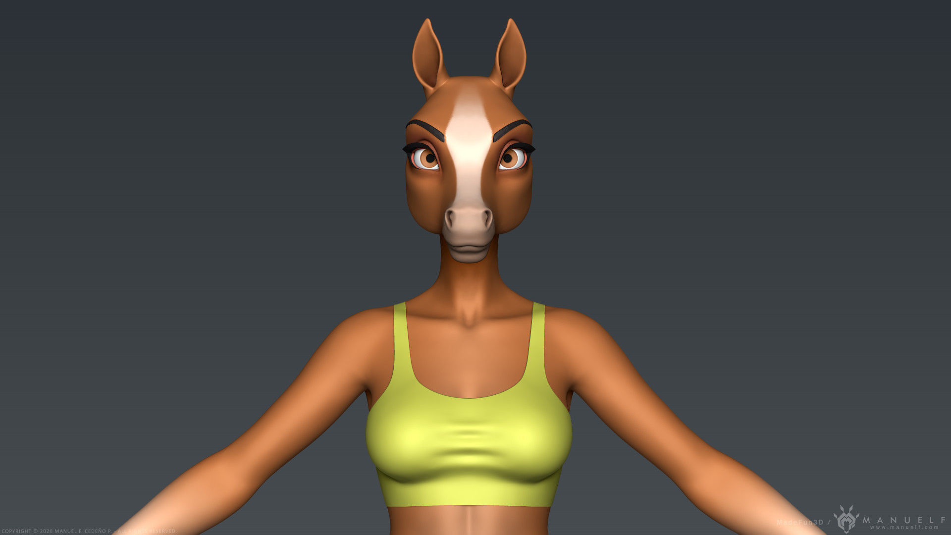 Furry Horse Girl 3D model_4