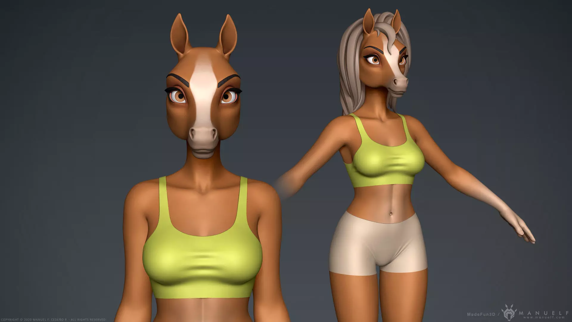 Furry Horse Girl 3D model_0